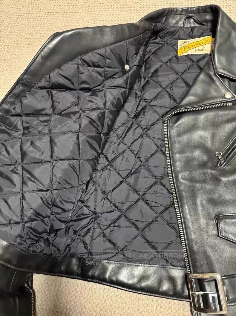Schott Schott Diagonal zipper leather jacket Size US XL / EU 56 / 4 - 3 Thumbnail