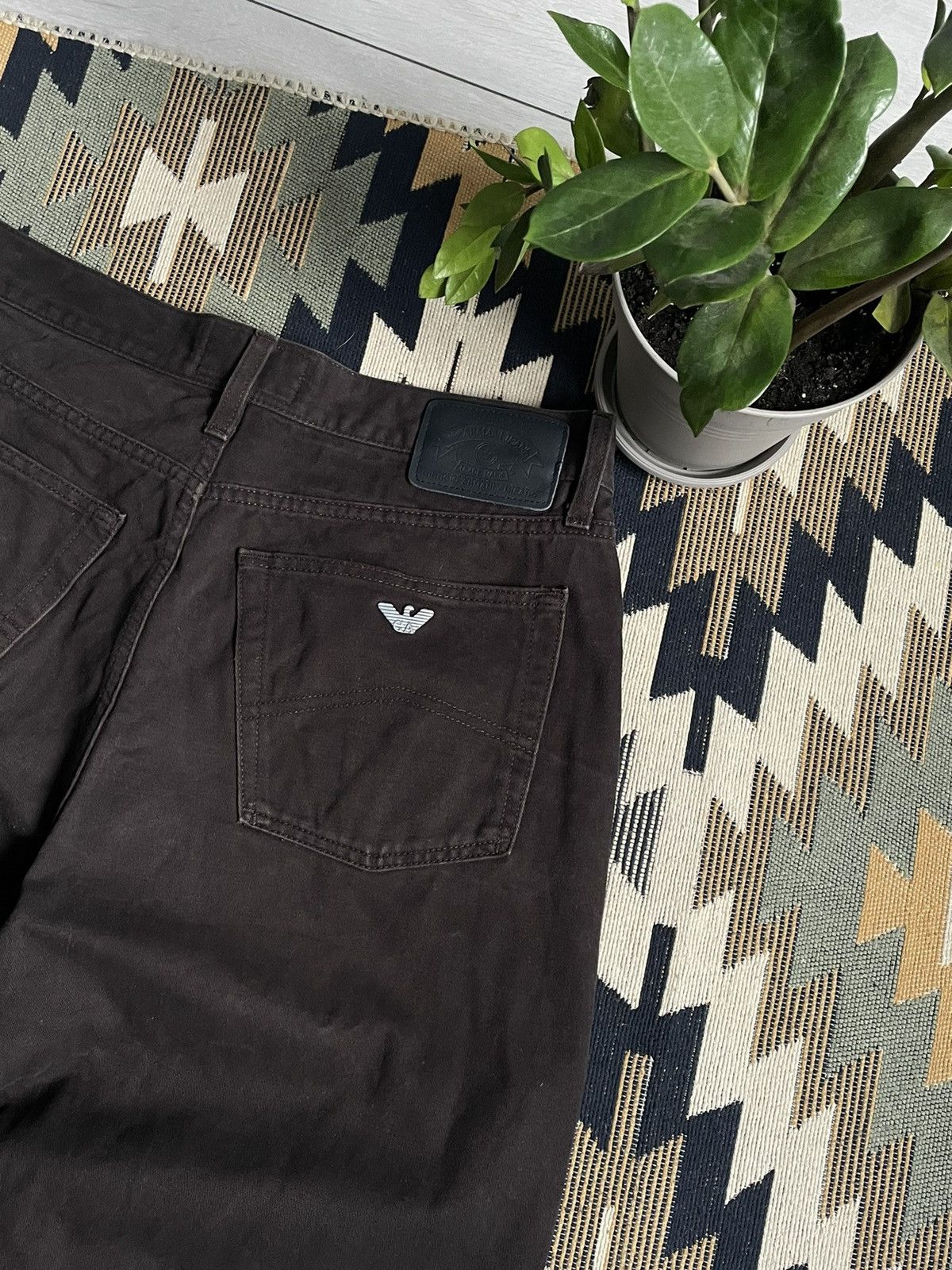Armani Vintage Armani Metal Logo Brown Denim Pants Size US 36 / EU 52 - 5 Thumbnail