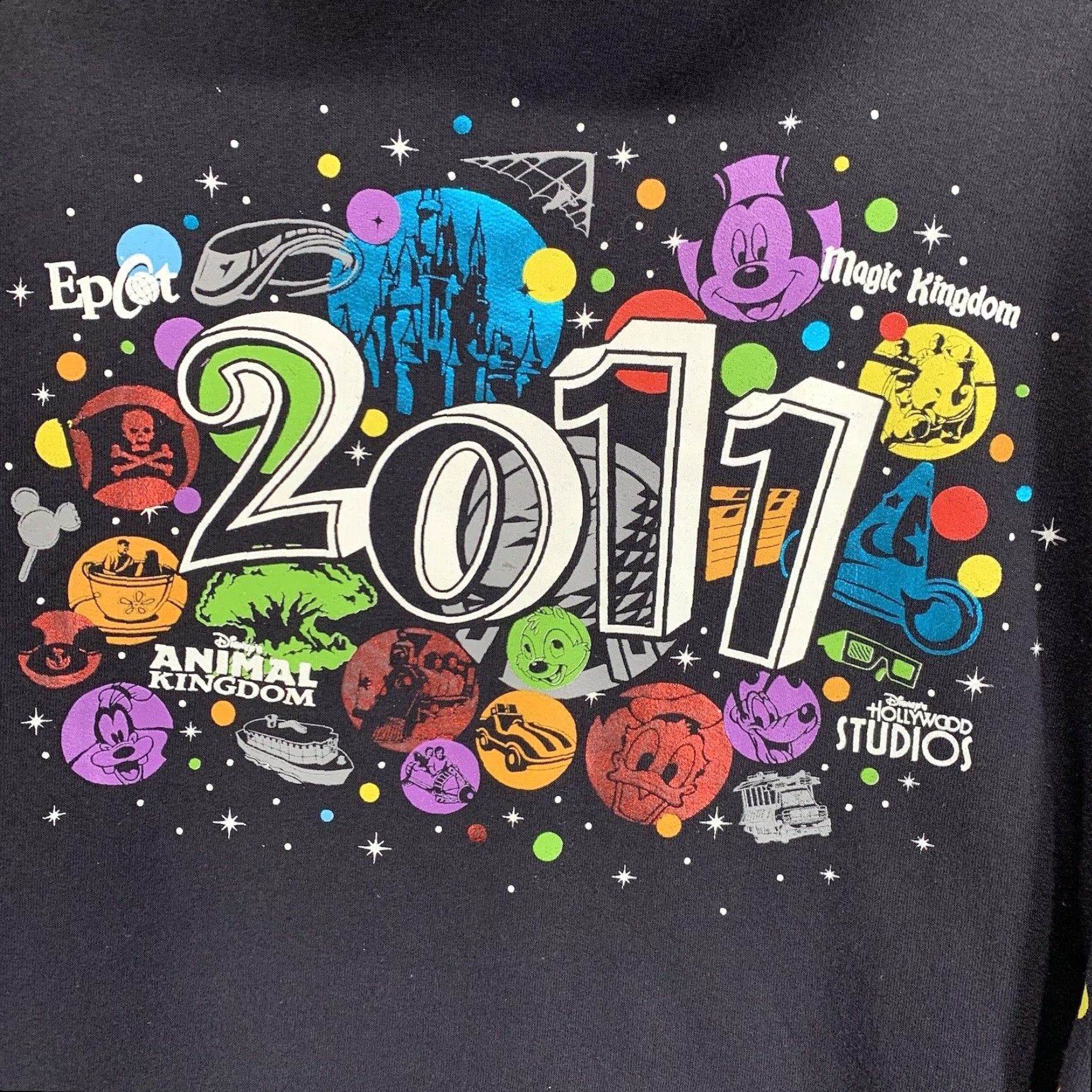 Disney VINTAGE Disney Hoodie Adult XL Black Cotton Fleece Mickey Minnie Stitch Graphic 2011 Disneyland Unisex Pullover Size US XL / EU 56 / 4 - 2 Thumbnail