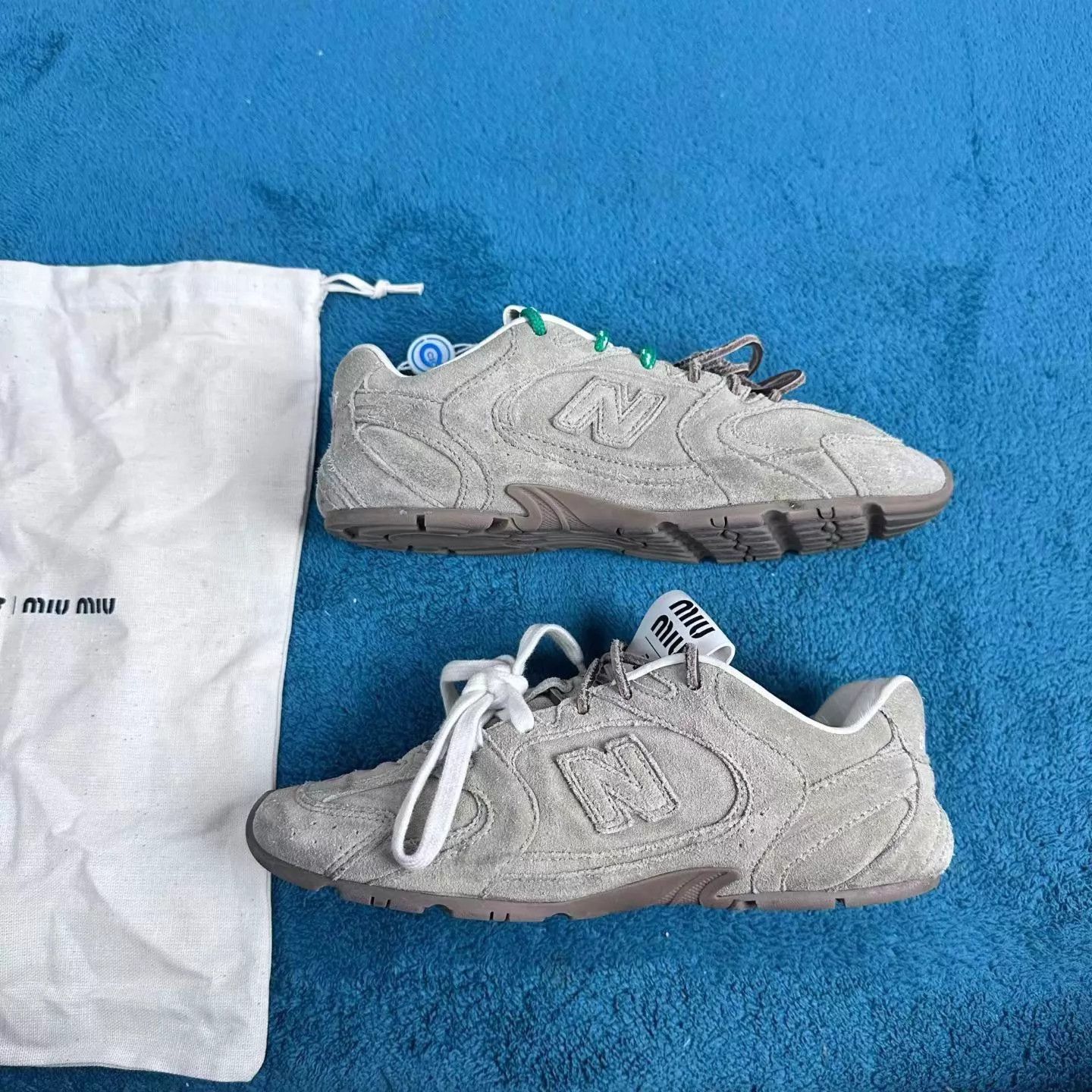 Miu Miu MIU MIU x NB 530 SL Leather Sneakers Taupe Size US 6.5 / IT 36.5 - 2 Thumbnail
