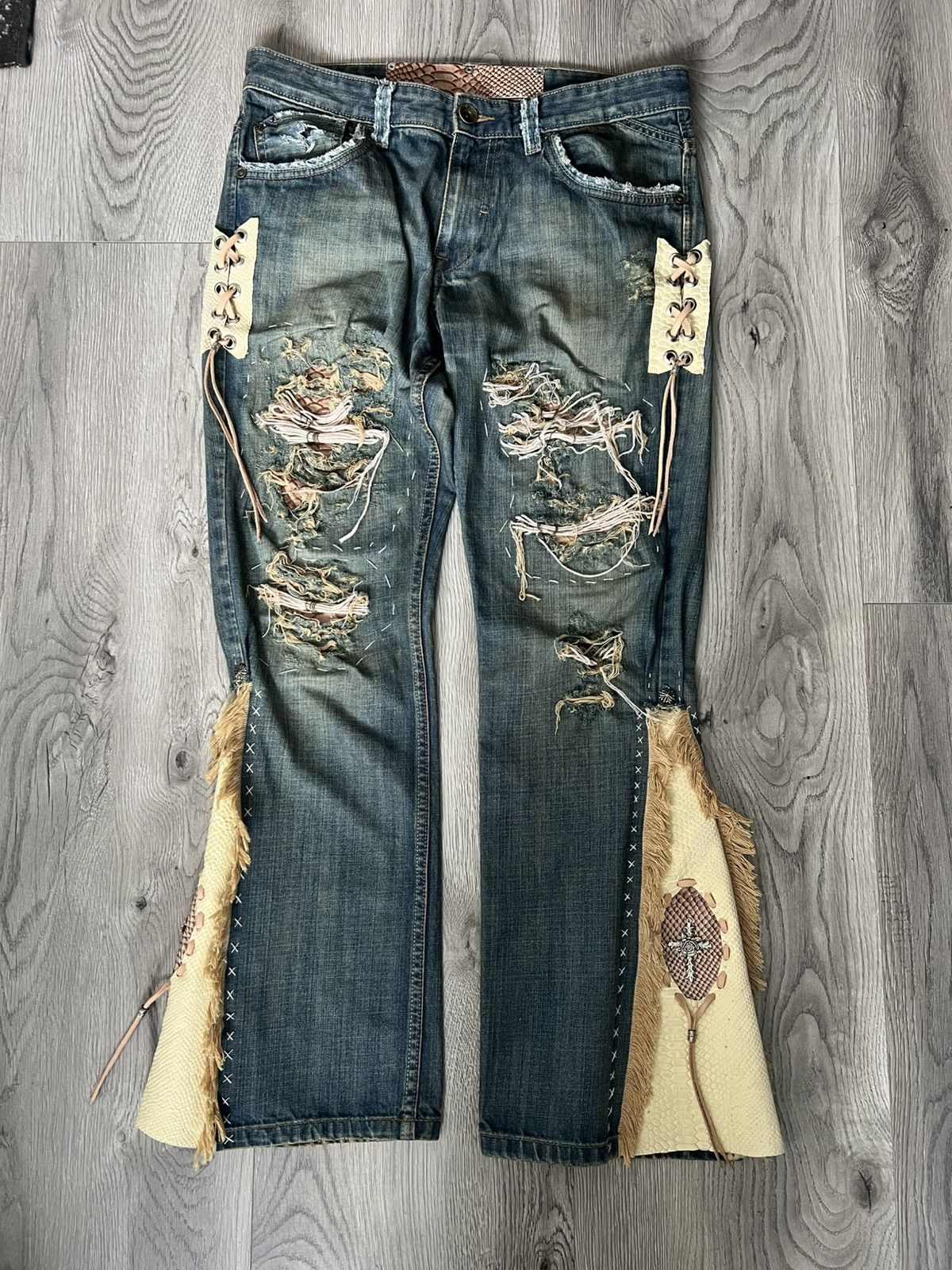 Handmade "Boho-Distressed" 1-of-1 Custom Flare Size US 34 / EU 50 - 6 Thumbnail