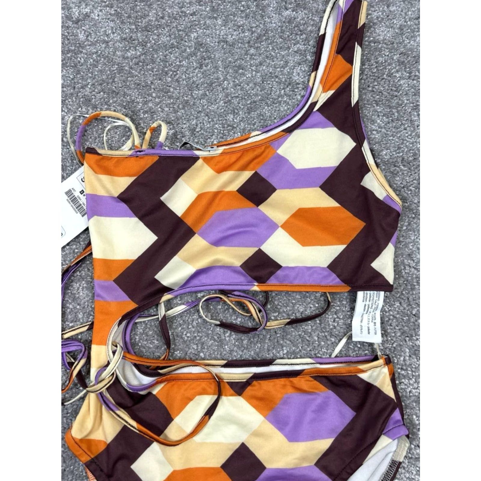 Zara Zara Swimsuit Womens S Bikini Geometric Multicolor 2 Piece Beach Colorful Tropical New Size ONE SIZE - 2 Thumbnail