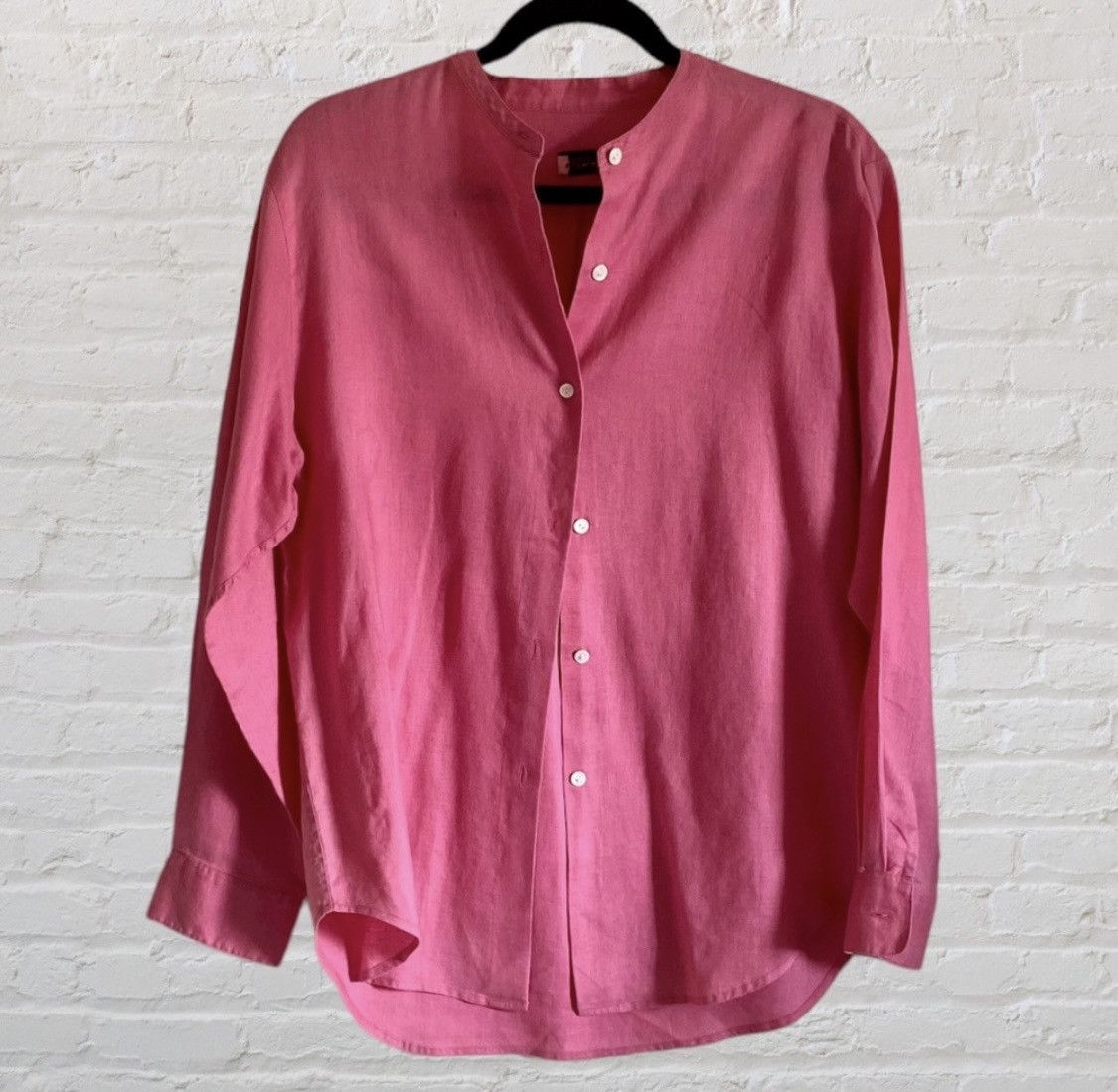 J.Crew HOT PINK J CREW LINEN BUTTON UP SHIRT BLOUSE TOP Size M / US 6-8 / IT 42-44 - 1 Thumbnail