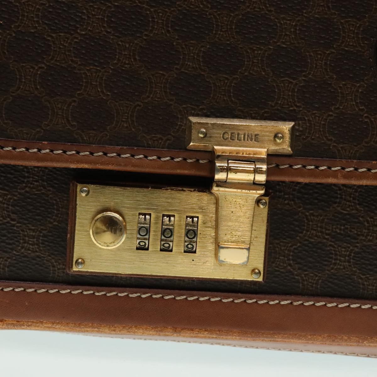 Celine CELINE Macadam Canvas Trunk Pvc Leather Gold Brown Size ONE SIZE - 7 Thumbnail