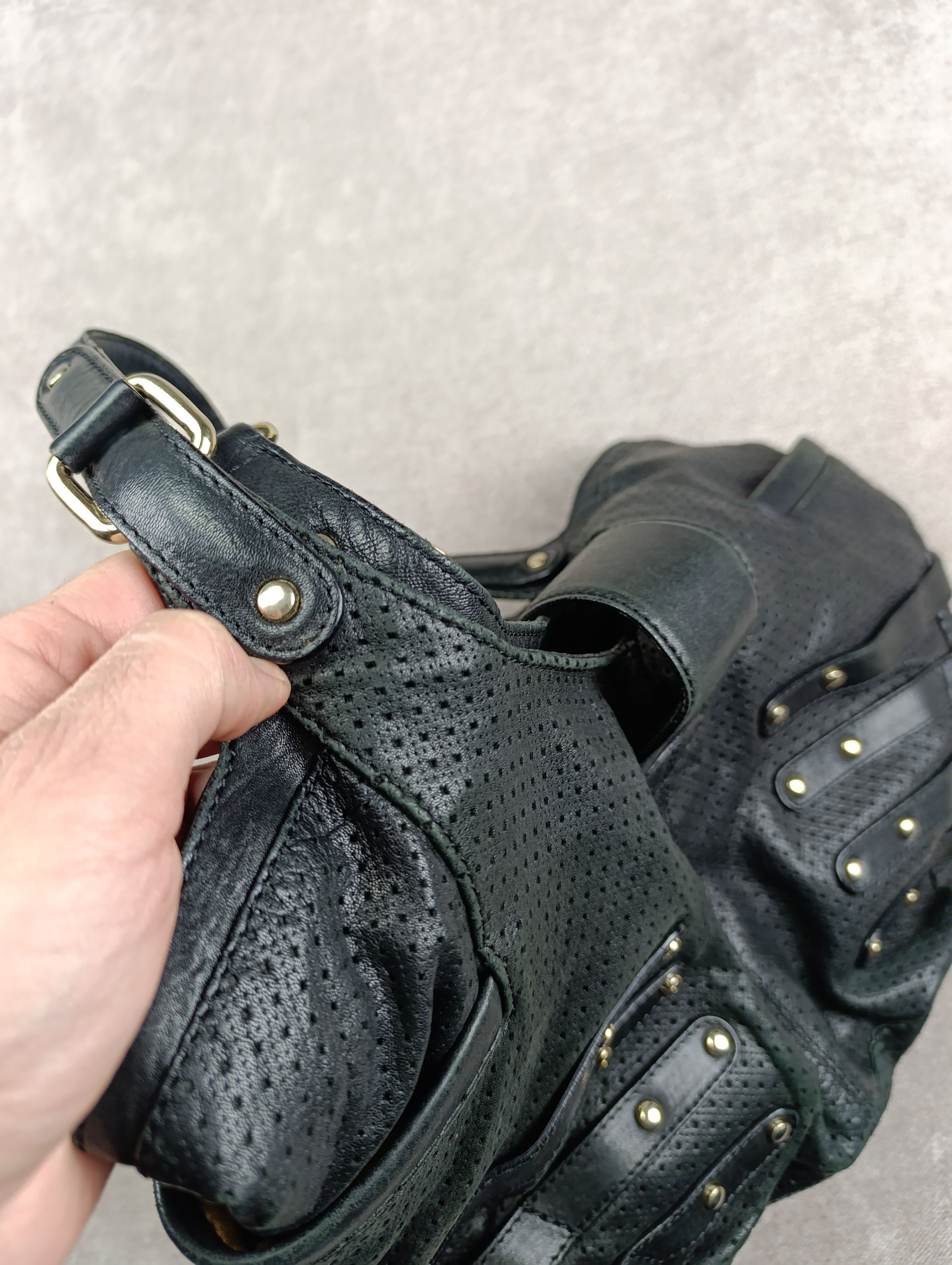 Jimmy Choo Jimmy Choo Black Perforated Leather Gold Hardware Bree Bag Size ONE SIZE - 16 Thumbnail