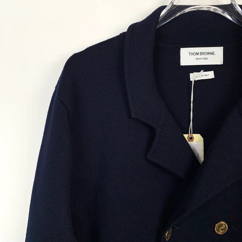 Thom Browne Thom Browne Dark blue classic four-bar lapel double-breaste Size US L / EU 52-54 / 3 - 3 Thumbnail