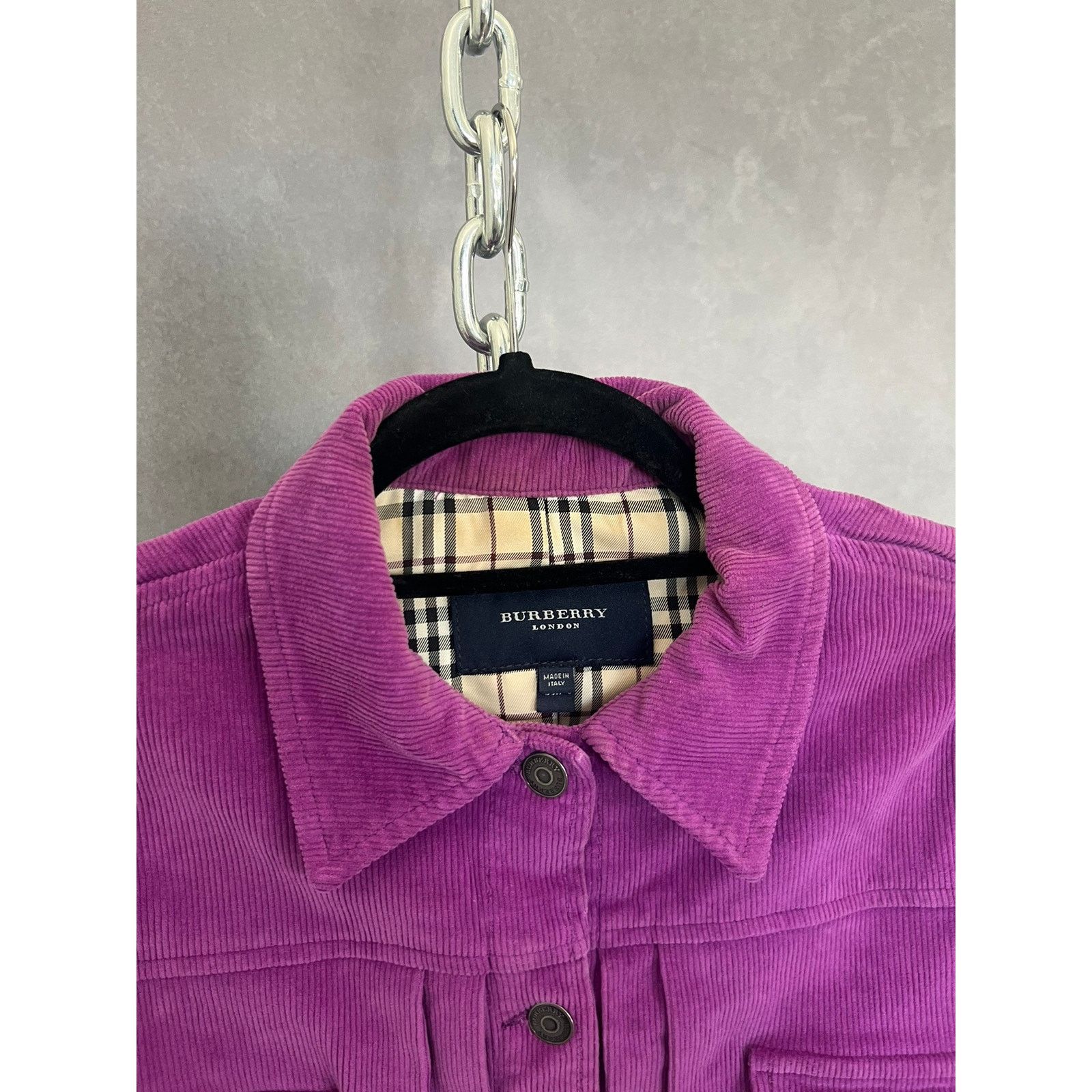 Burberry 90s purple burberry corduroy type 2 buckle back jacket Size M / US 6-8 / IT 42-44 - 4 Thumbnail