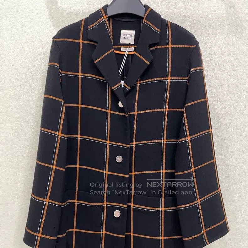 Hermes Hermes Plaid Mid-length Coat Size XXS / US 00 / IT 34 - 2 Thumbnail