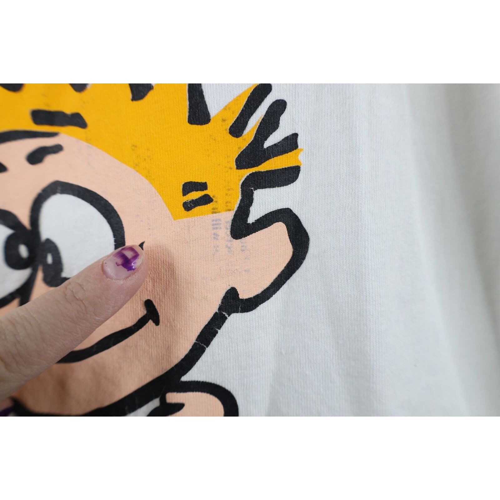 Vintage Vintage 90s Streetwear Distressed Calvin & Hobbes T-Shirt Size US M / EU 48-50 / 2 - 6 Thumbnail