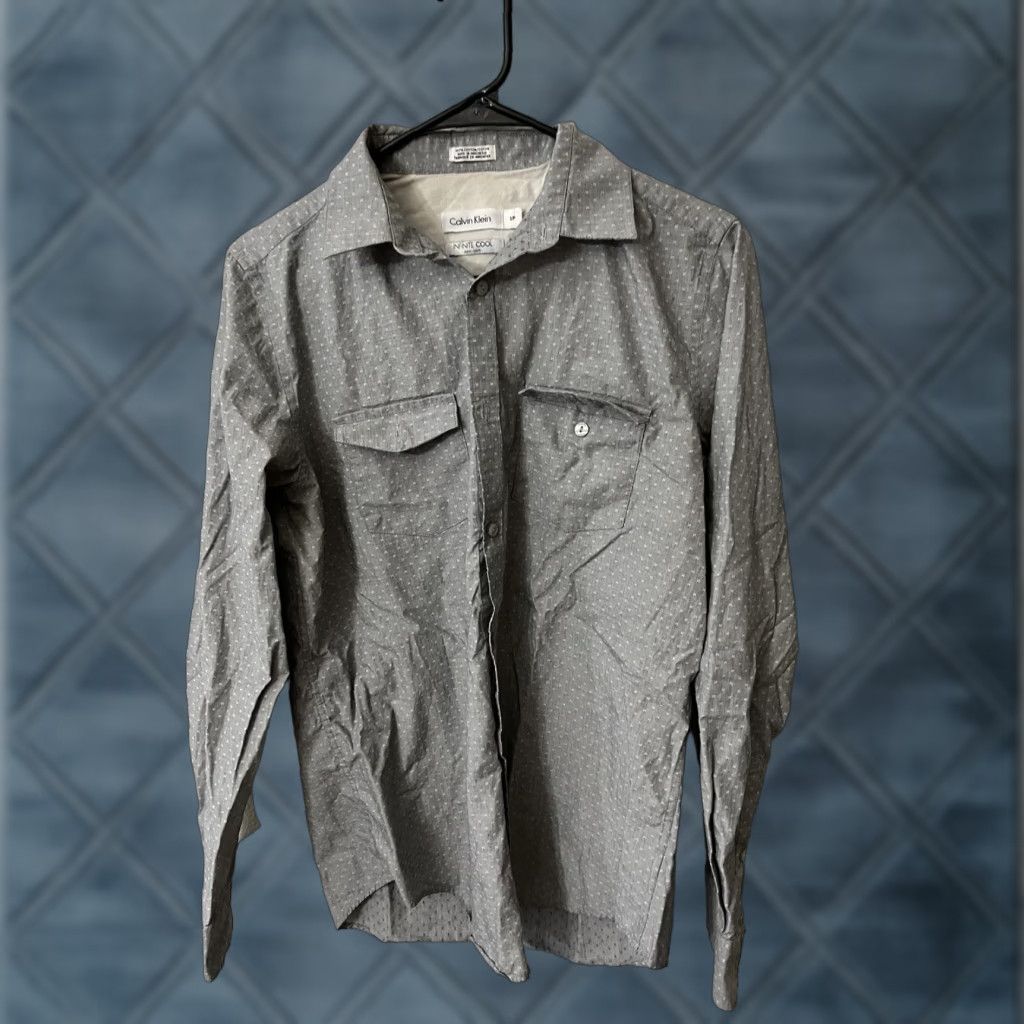 Calvin Klein Calvin Klein Shirt 100% Cotton Small Gray Non Iron Infinite Cool Polka Size US S / EU 44-46 / 1 - 1 Thumbnail