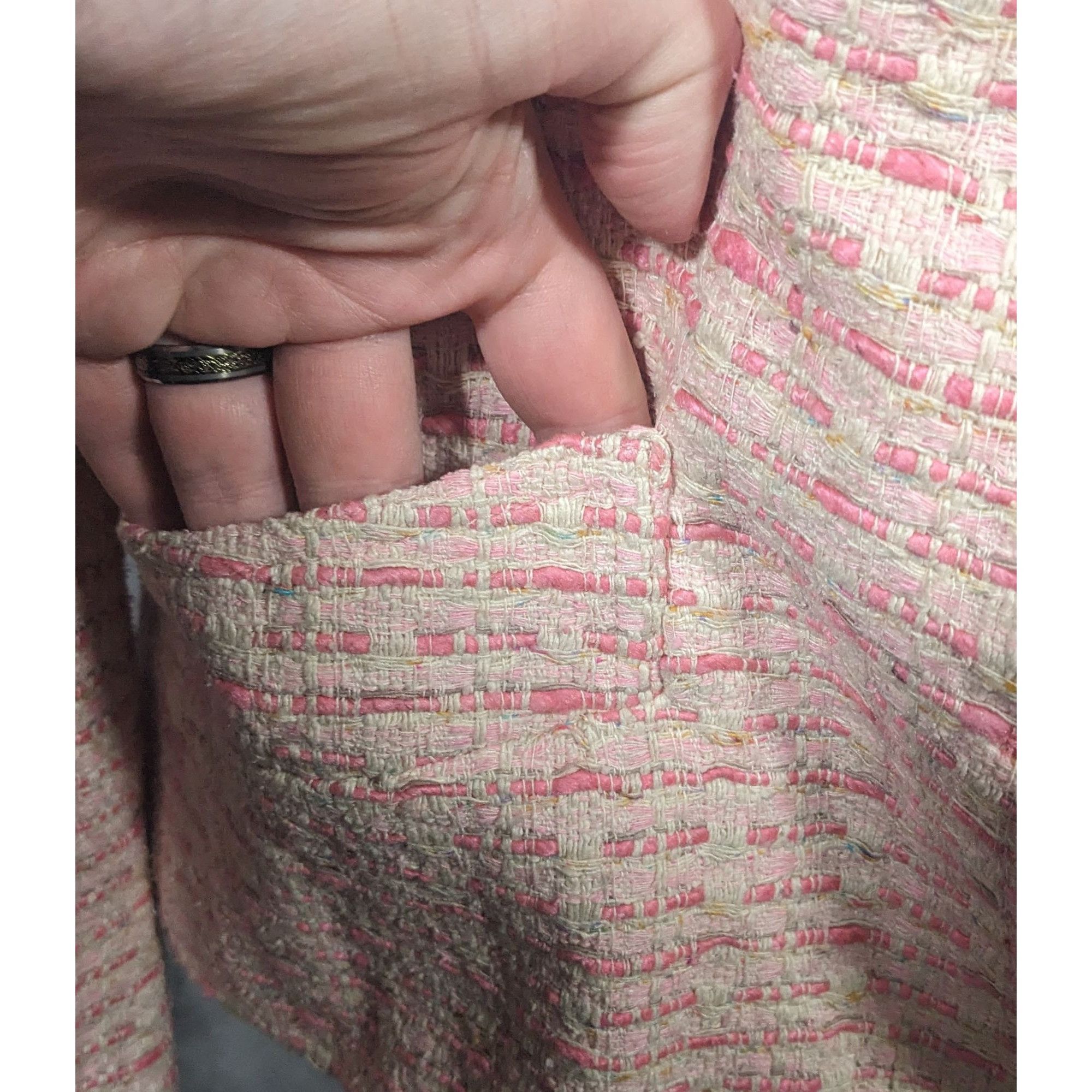 Other Vintage Textured Pink And White Woven Button Front Blazer Size M / US 6-8 / IT 42-44 - 7 Thumbnail