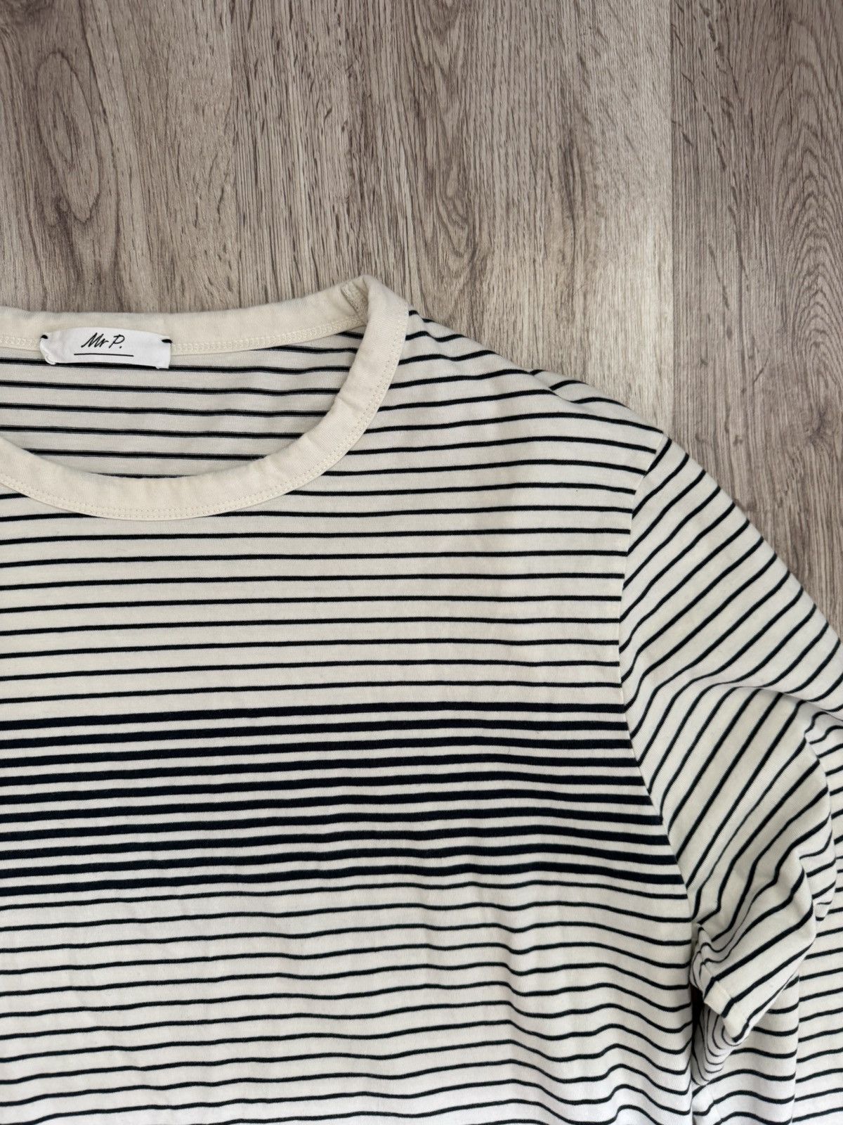 Mr P. Mr P Striped Long Sleeve T-Shirt XL White Blue MR PORTER Size US XL / EU 56 / 4 - 9 Thumbnail
