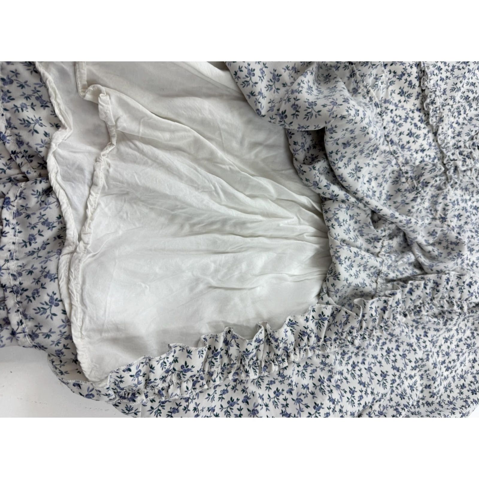 Vintage Rya Burcher Dress Womens Medium White Floral Long Sleeve Ruffle Mini Sundress Size M / US 6-8 / IT 42-44 - 4 Thumbnail