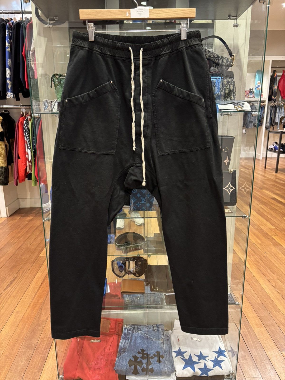Rick Owens Drkshdw Rick Owens Drksdhw Double Pocket Drawstring Sweatpants Black Size US 32 / EU 48 - 1 Thumbnail