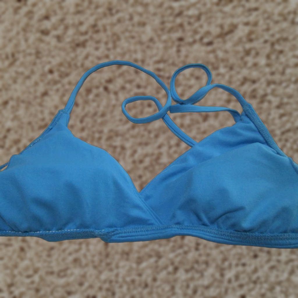 Mossimo Mossimo Womens Bikini Top Blue Bralette Lined Halter Swim Beachwear Size M Size M / US 6-8 / IT 42-44 - 1 Thumbnail