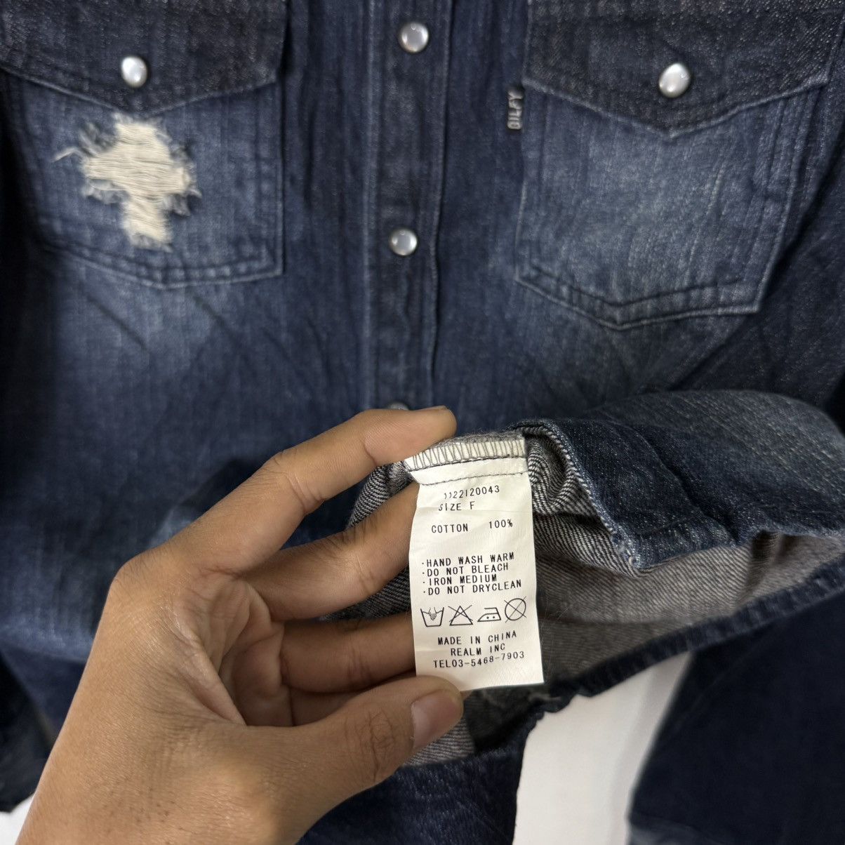 Japanese Brand Maison gilfy distressed spike stud denim shirt Size M / US 6-8 / IT 42-44 - 8 Thumbnail