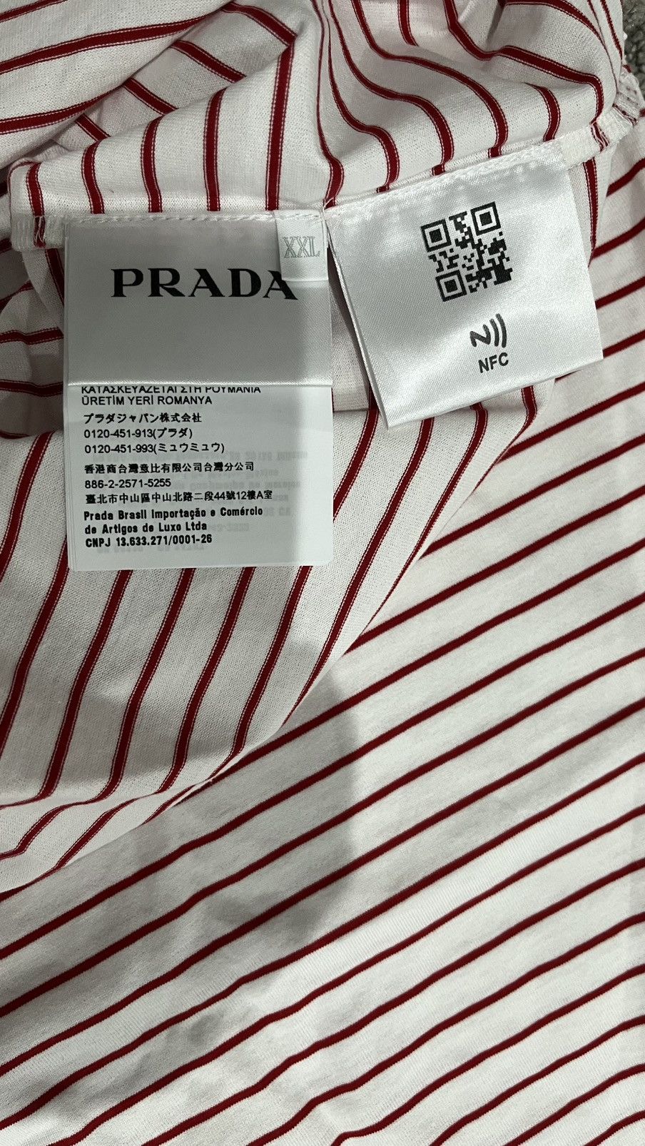 Prada Prada RedStriped cotton T-shirt / XXL Worn ONCE Size US XXL / EU 58 / 5 - 5 Thumbnail