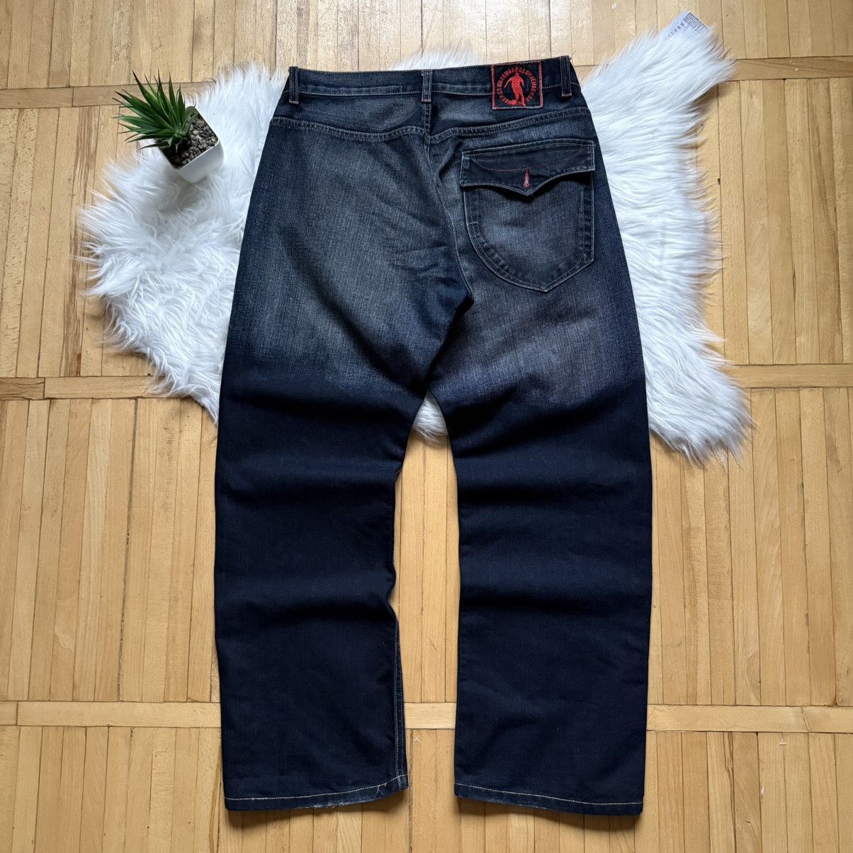 Dirk Bikkembergs 📌 Vintage Y2K Dirk Bikkembergs Baggy Soccer Washed Jeans Size US 33 - 2 Thumbnail