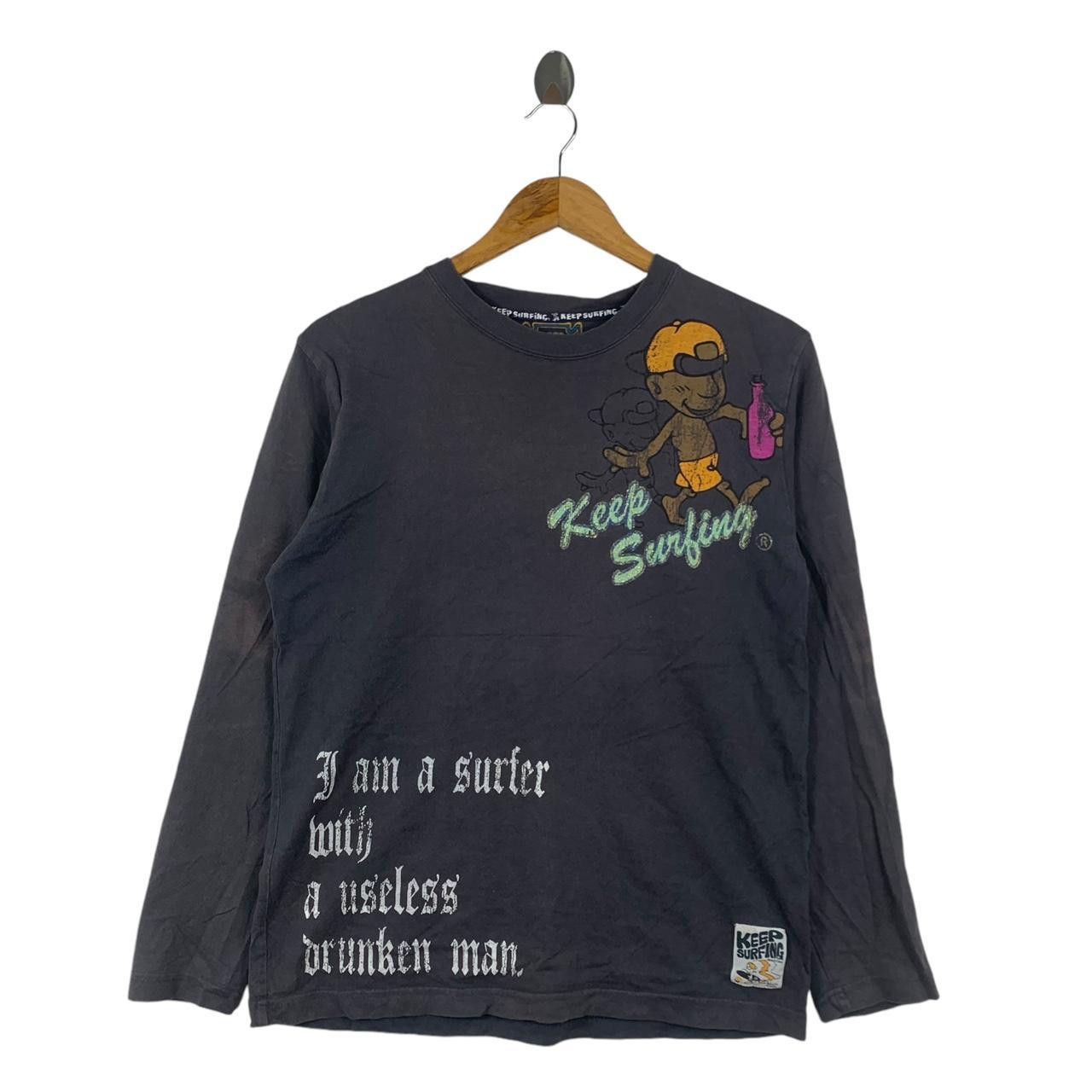 Vintage Vintage KEEP SURFING DRUNK Natural Sun Faded Tee Shirt Size US M / EU 48-50 / 2 - 1 Thumbnail