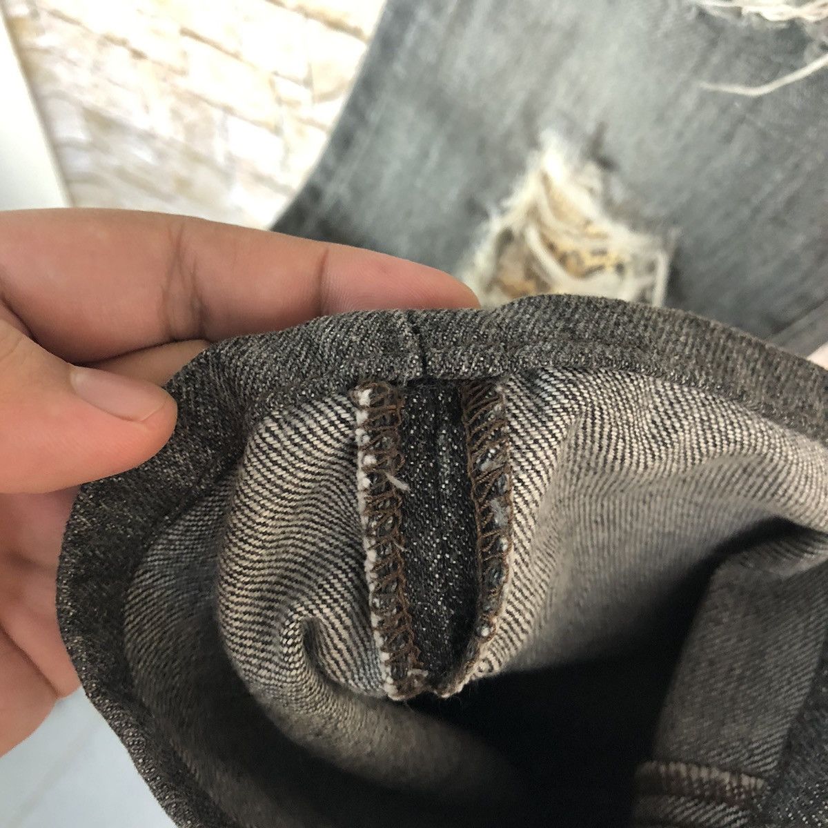 Schlussel Schlussel Black Distressed ripped Denim Pants #A1045 Size US 31 - 12 Thumbnail