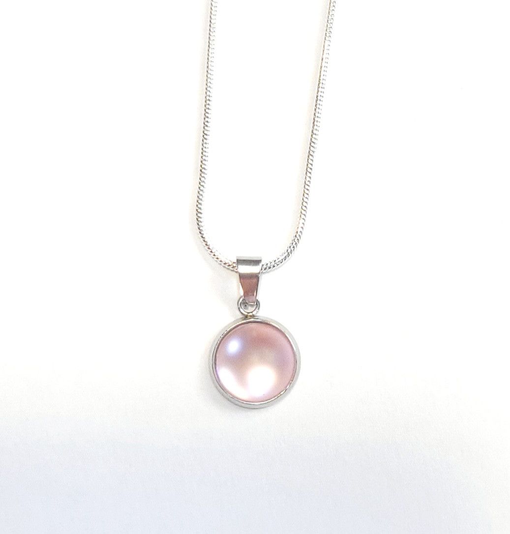 Handmade Light pink crystal rhinestone 925 sterling silver necklace Size ONE SIZE - 5 Thumbnail
