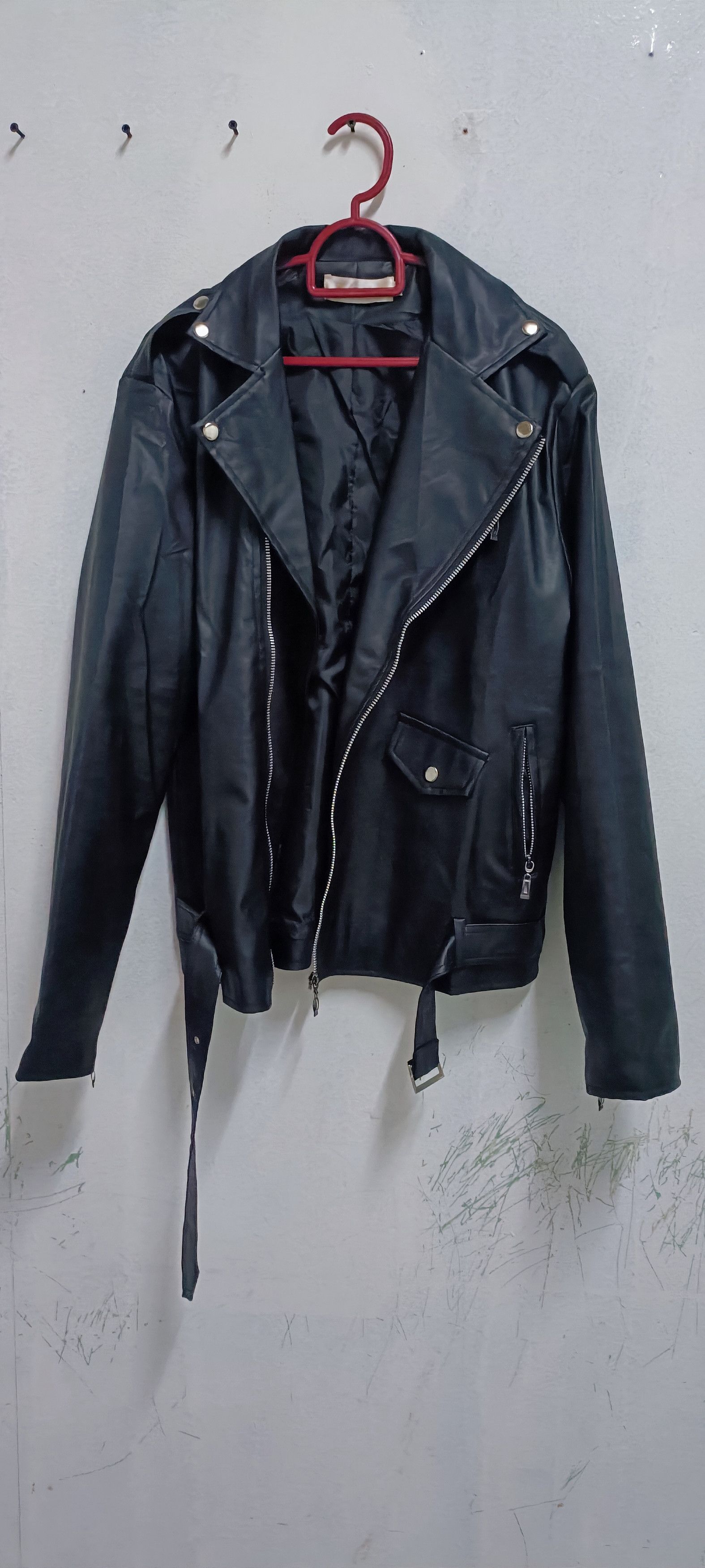 image of Unbrnd Stylish Punk Rider Pu Leather Jacket in Black, Men's (Size Small)