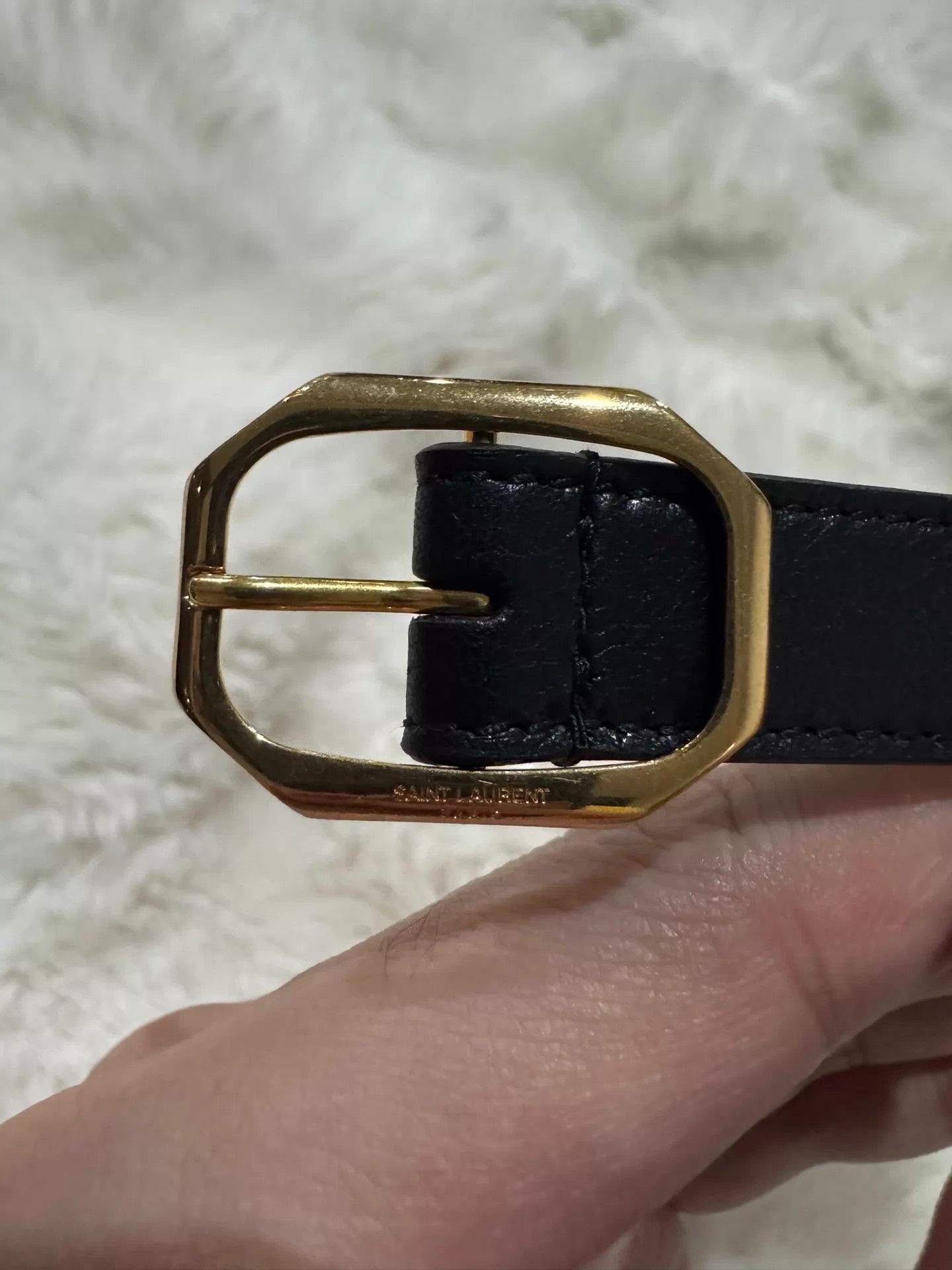 Saint Laurent Paris YSL Saint Laurent Black & Gold Skinny Belt 75 Women's New Size ONE SIZE - 3 Thumbnail