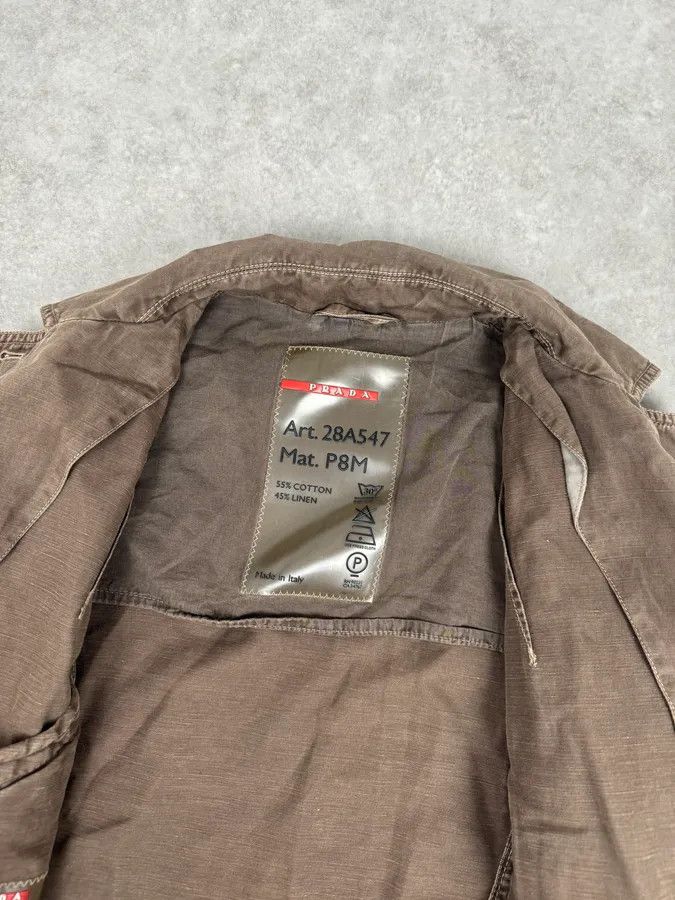 Prada 2000s Prada Light Brown Cotton Linen Cargo Jacket Size M / US 6-8 / IT 42-44 - 8 Thumbnail