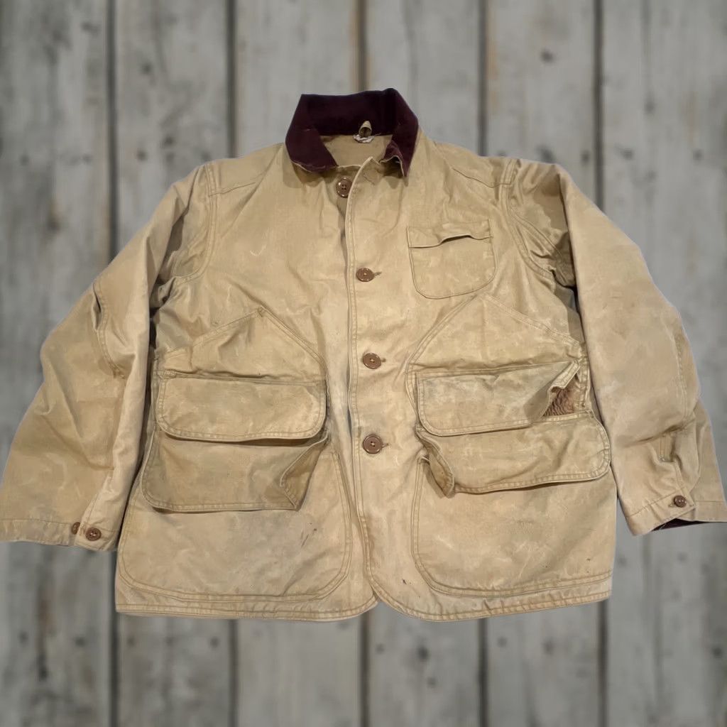 Thrasher VINTAGE JC Higgins Jacket 44 Tan Canvas Hunting Men Corduroy Collar Thrashed Size US S / EU 44-46 / 1 - 1 Thumbnail