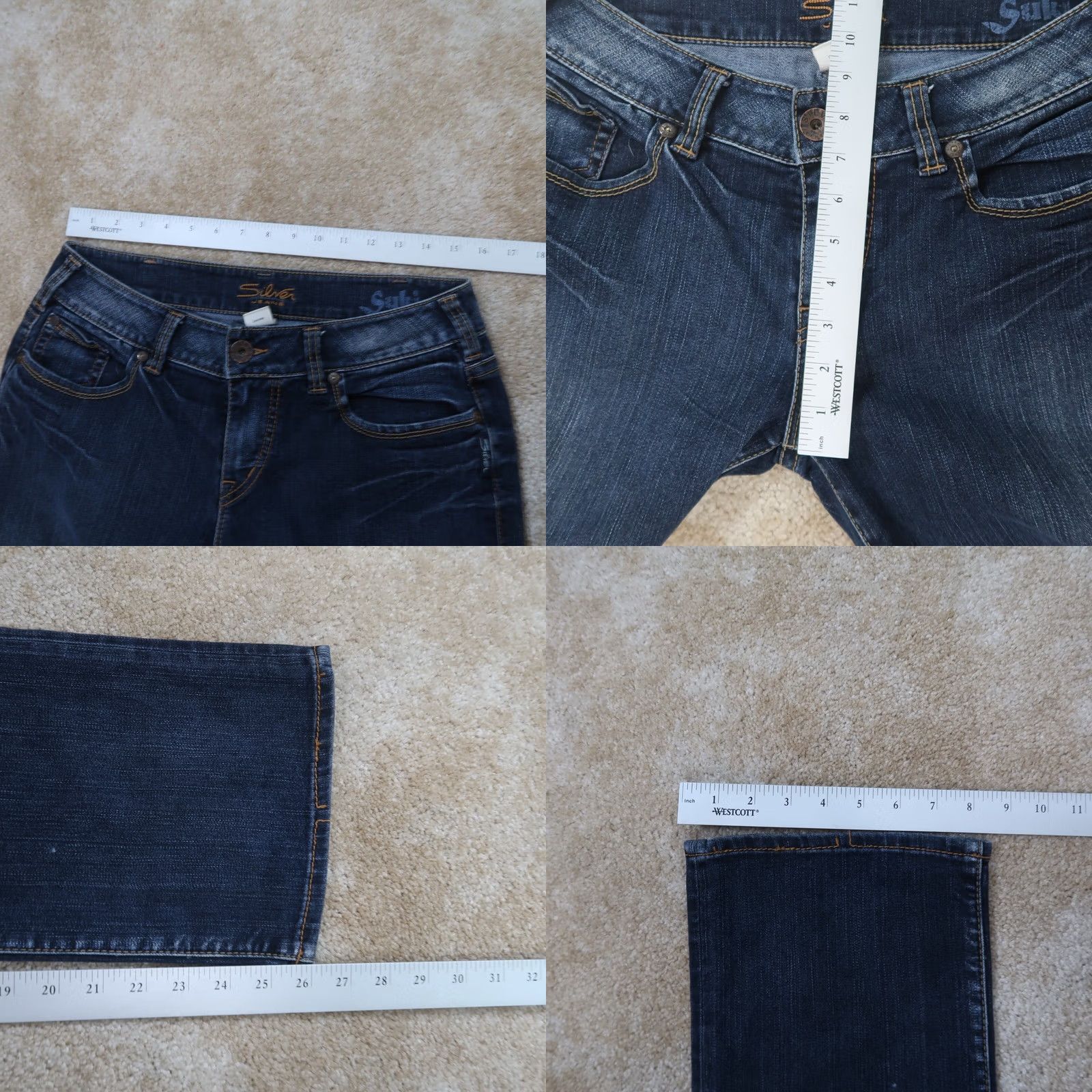 Silver Jeans Co. Silver Jeans Suki Capri Jeans Womens 31 Blue Dark Denim Slim Capris 26 Inseam 5-Pocket Distressed Size 24" / US 00 / IT 34 - 8 Thumbnail