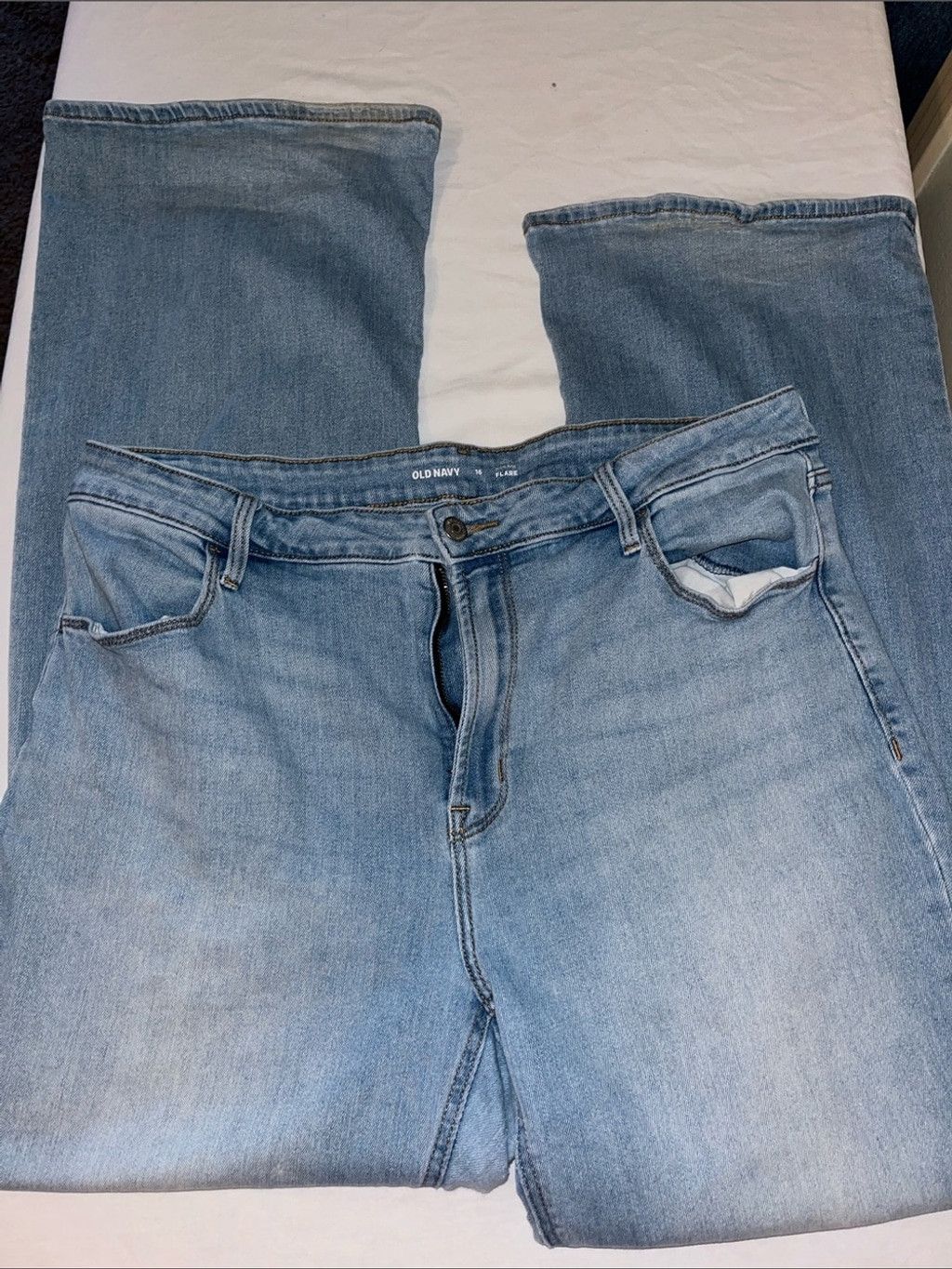 Old Navy Old Navy women’s Light Blue distressed Bootcut Jeans Size 38" / US 16 / IT 52 - 1 Thumbnail