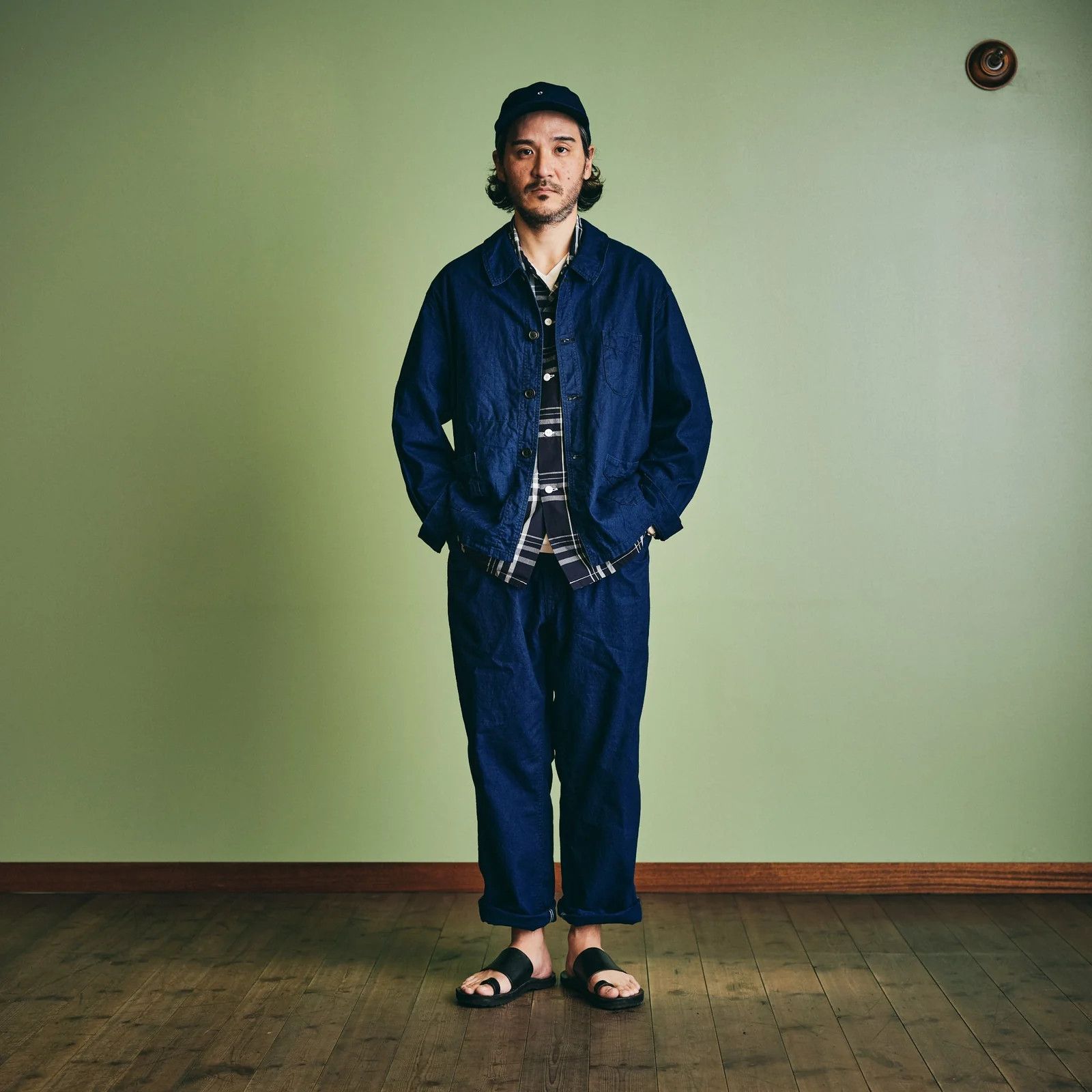 Post Overalls POS-Travail : cotton/linen sheeting indigo Sale price Size US L / EU 52-54 / 3 - 4 Thumbnail