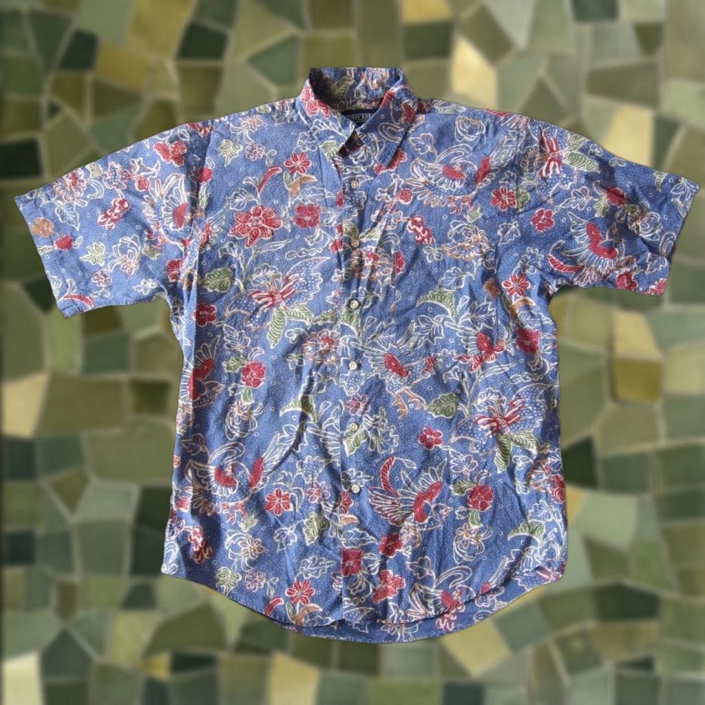 Lands' End VINTAGE Lands' End Button-Down Shirt M Men Floral Bird Cotton Blue Red Green 100% Cotton Short Sleeve Shirt Size US M / EU 48-50 / 2 - 1 Thumbnail