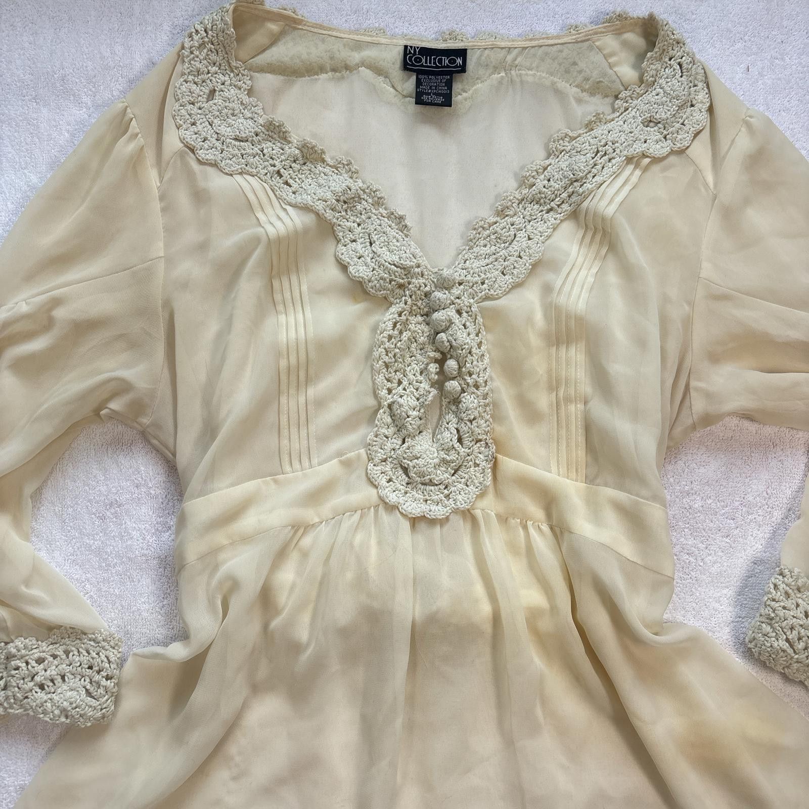 Other vintage cottage core crochet tie back blouse Size L / US 10 / IT 46 - 3 Thumbnail