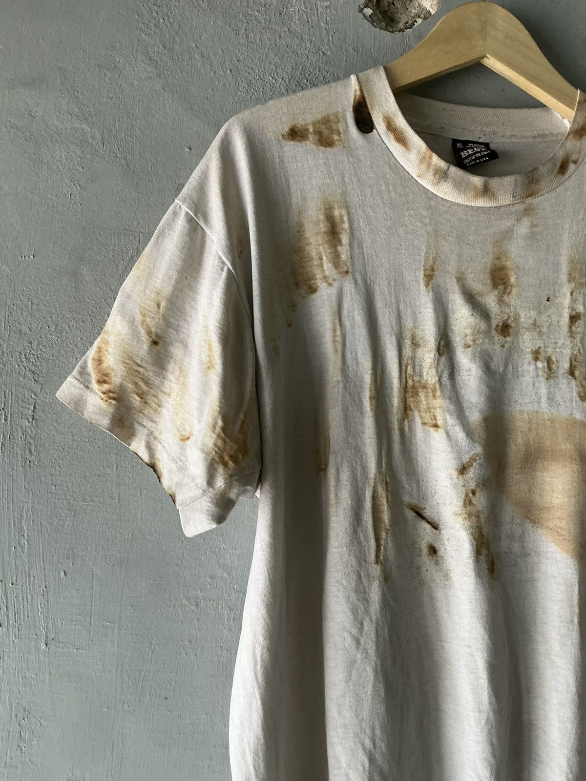 Vintage 90s best fruit of the loom “iron burn & stain tshirt” Size US XL / EU 56 / 4 - 3 Thumbnail