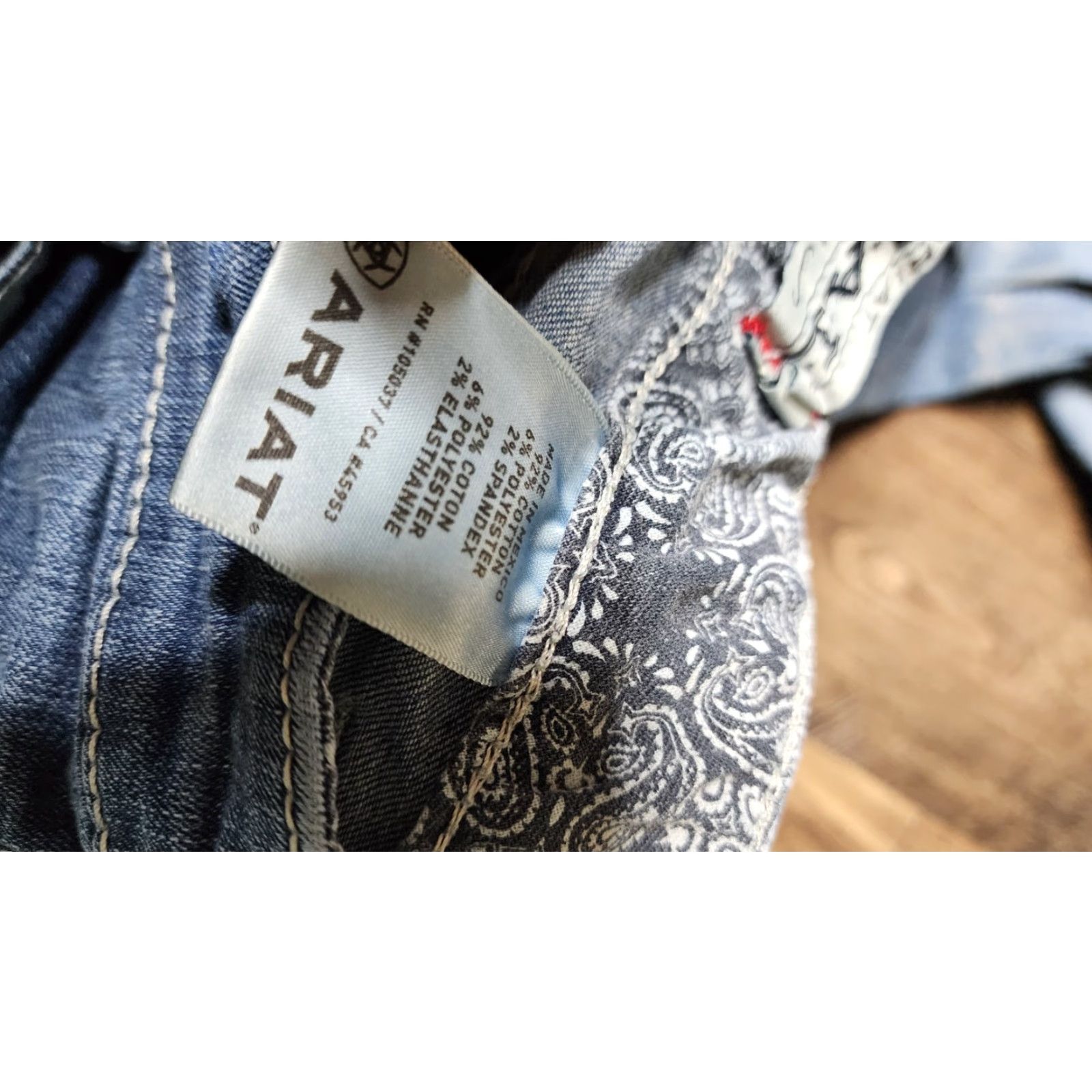 Ariat Womens Ariat Blue Denim Whiskered Bootcut Jeans 32 Regular 5-Pocket City Logo Real Denim Mens? Wait. End. Size 24" / US 00 / IT 34 - 5 Thumbnail