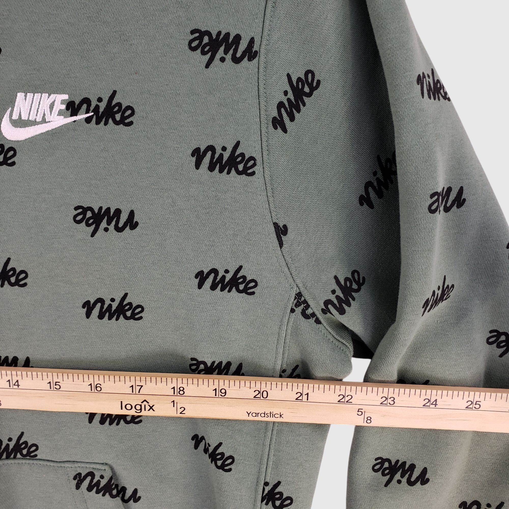 Nike Nike Green Pullover Hoodie With Logo Print & Drawstring Hood Size US M / EU 48-50 / 2 - 6 Thumbnail