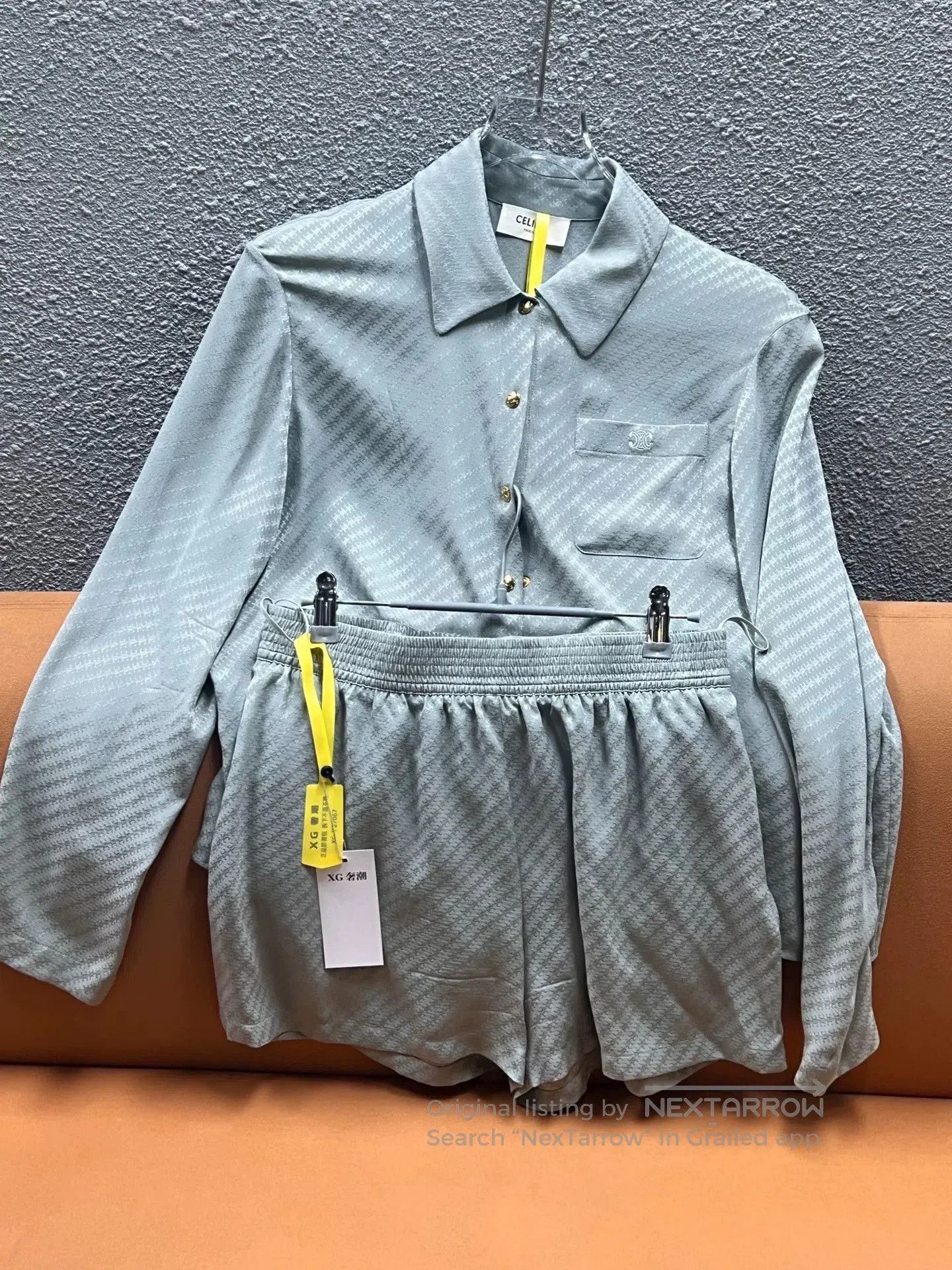 Celine CELINE Silk Embroidered Logo Shorts. Size 35" - 3 Thumbnail