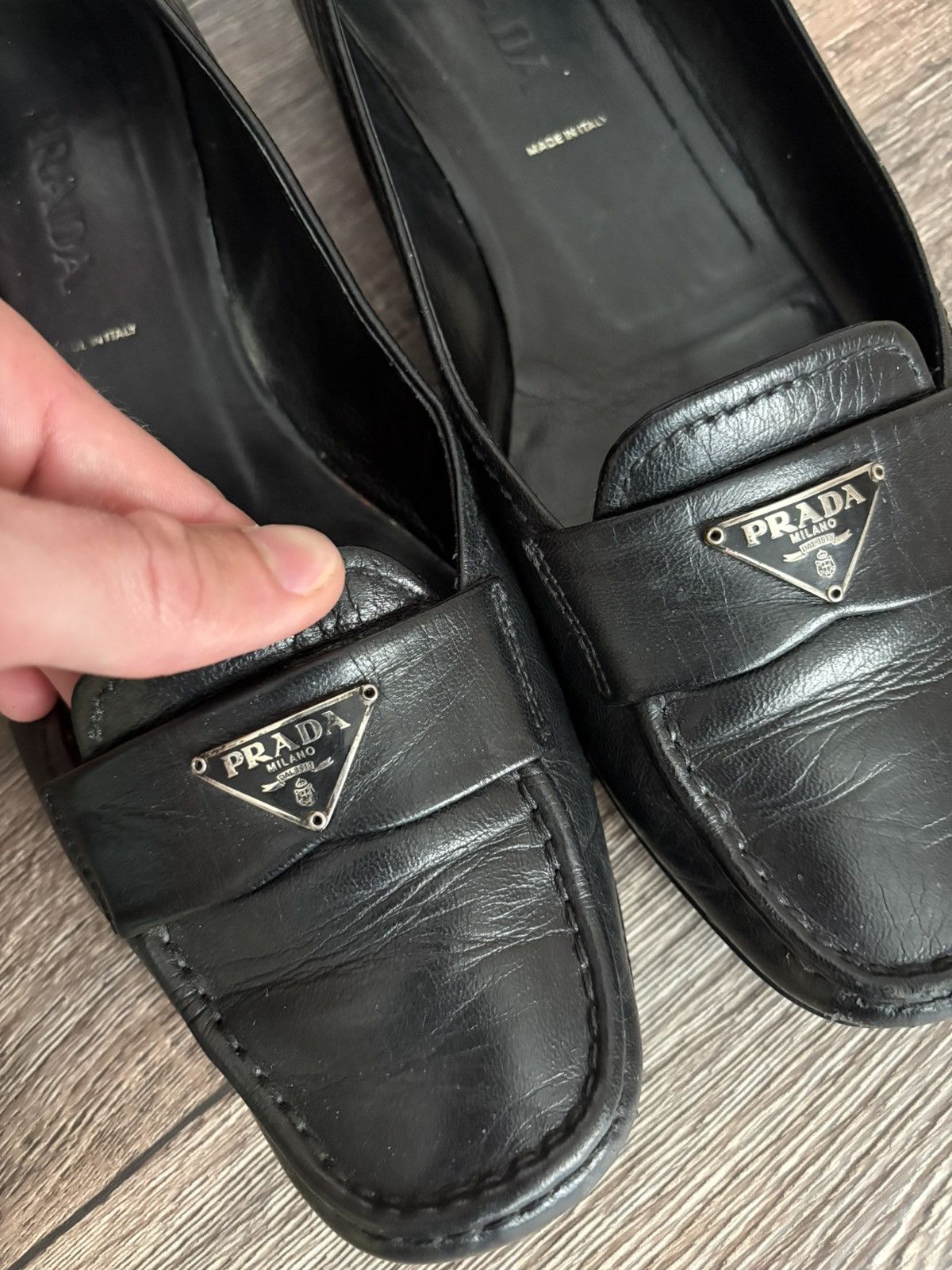 Prada Prada Black Leather Flat Shoes Women’s Square Toe Loafers Size US 9.5 / IT 39.5 - 22 Thumbnail