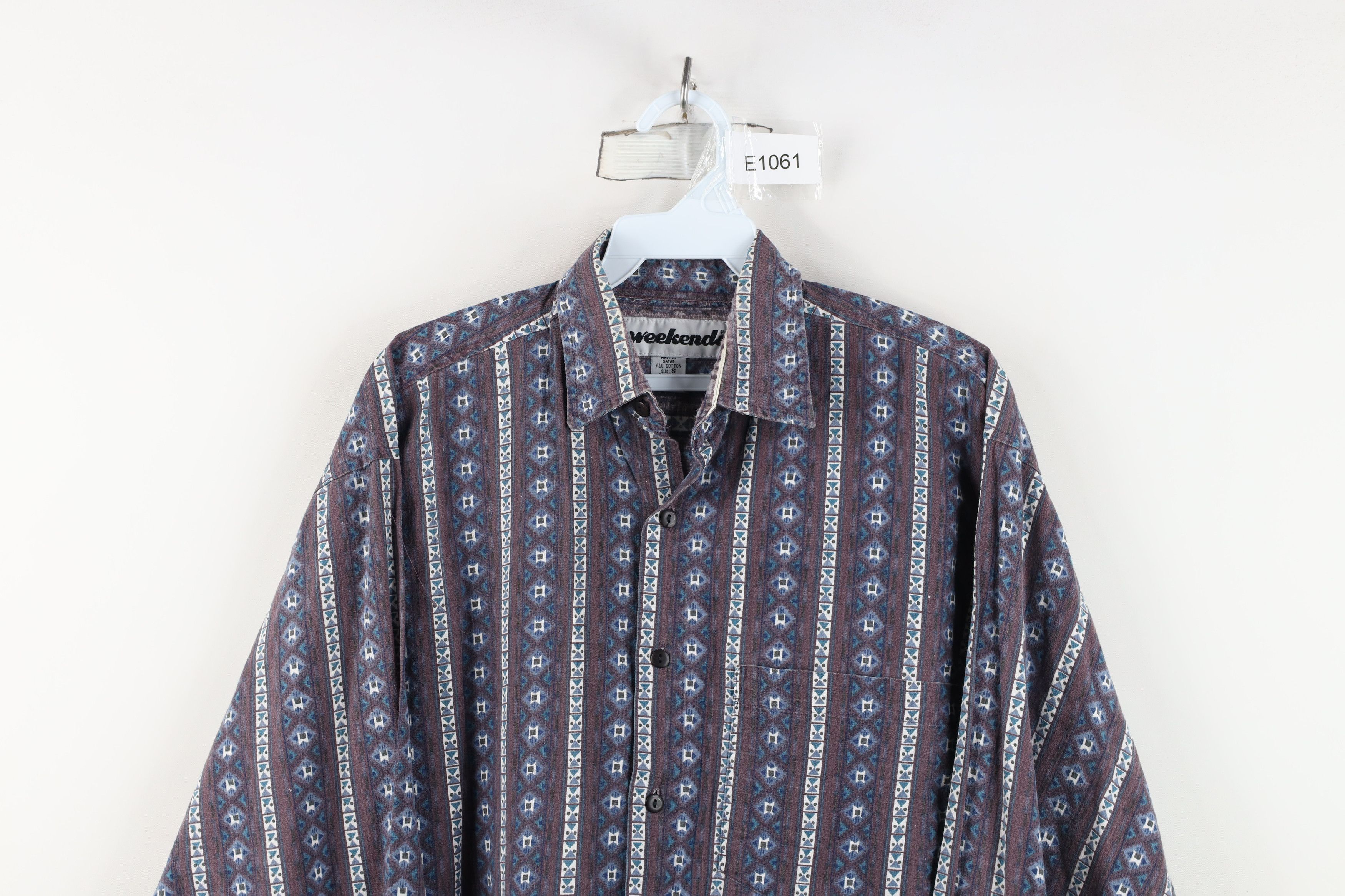 Vintage Vintage 90s Streetwear Geometric Collared Button Shirt Size US S / EU 44-46 / 1 - 2 Thumbnail