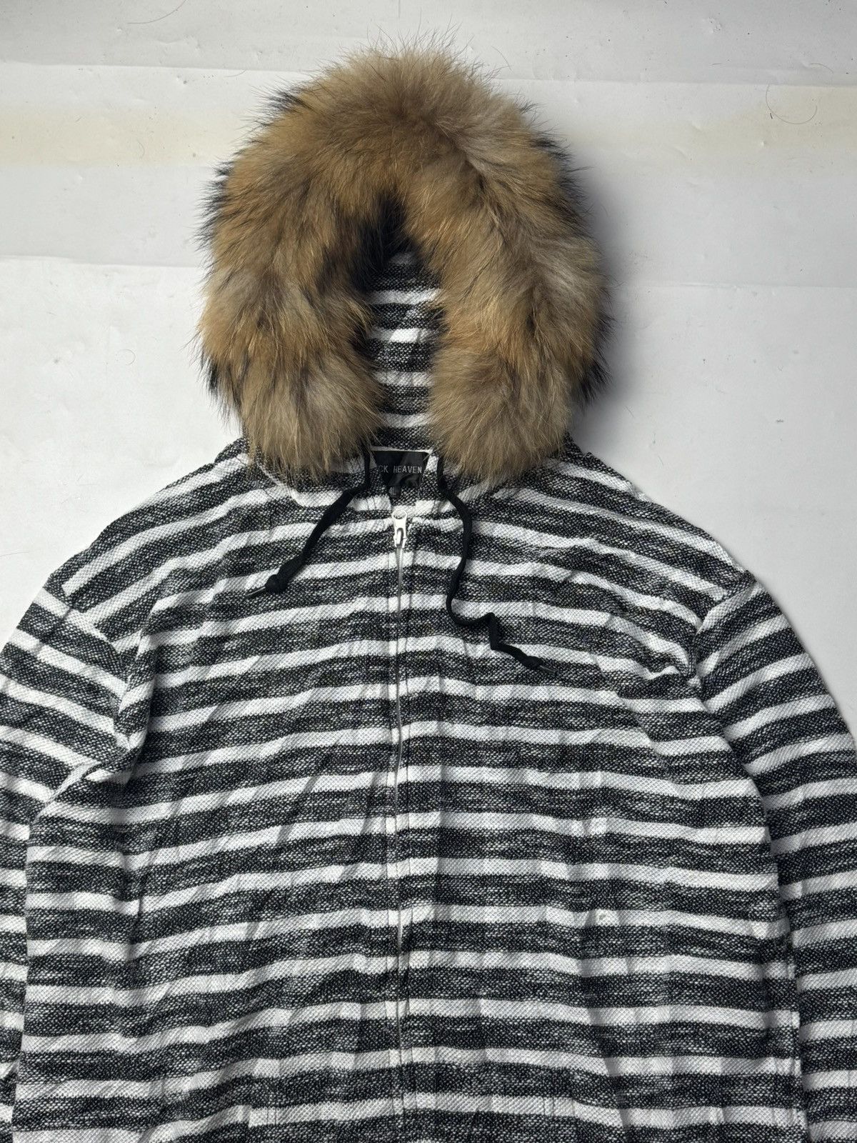 Hysteric Glamour × Japanese Brand × Le Grande Bleu (L.G.B.) Fur Hoodie Striped Japanese Lock Heaven Styled Size US L / EU 52-54 / 3 - 4 Thumbnail
