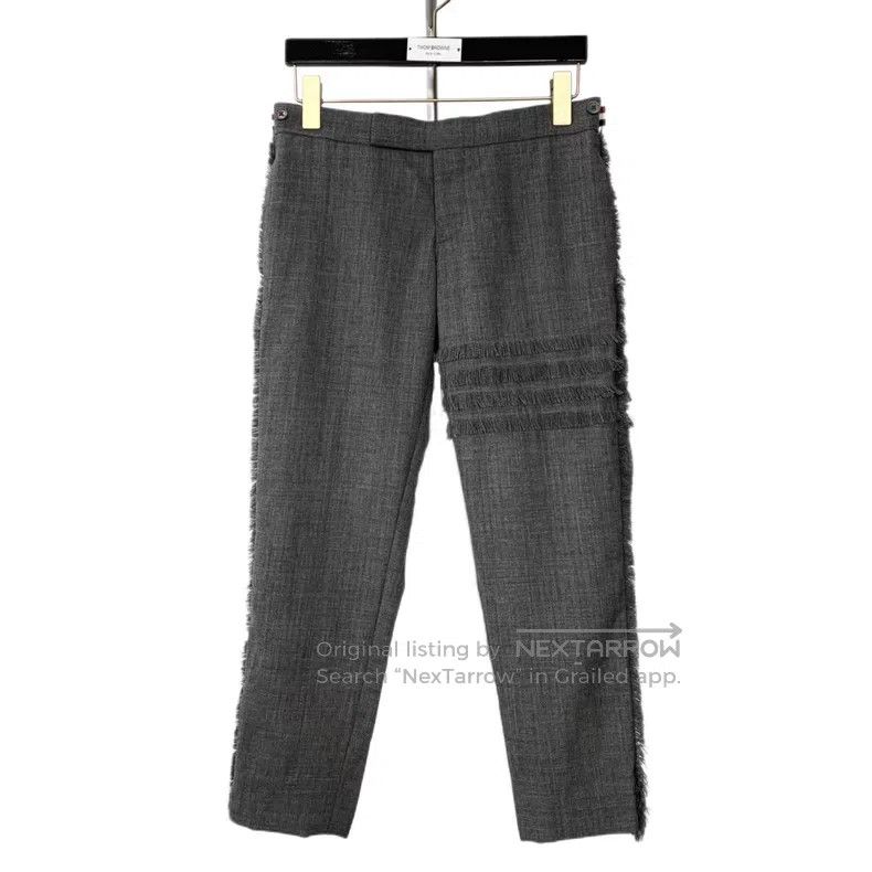 Thom Browne Thom Browne size 0 Grey Classic Four-Stripes Wool Casual Tr Size US 29 - 1 Thumbnail