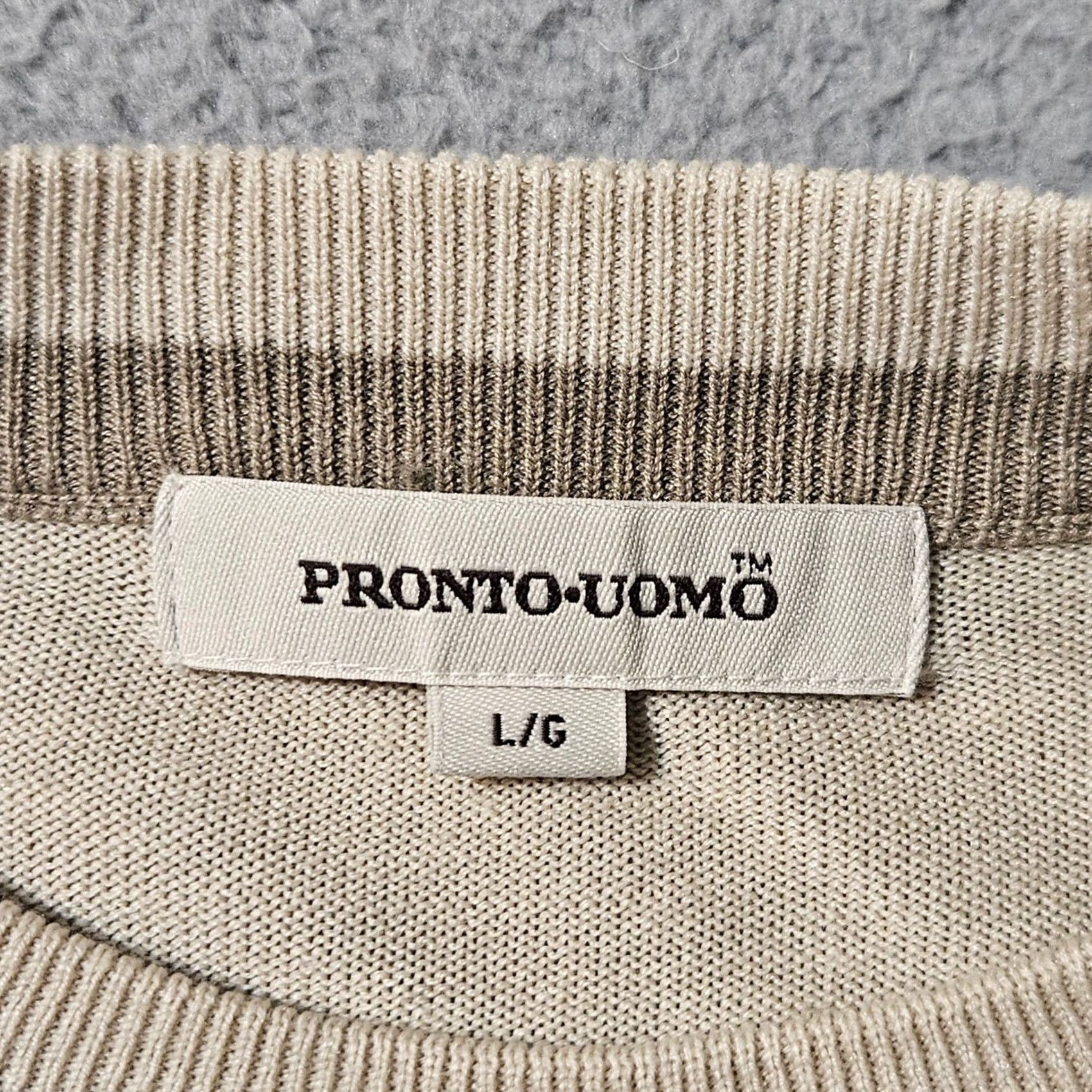 Pronto Uomo Pronto Uomo Sweater Mens L Cream Silk Size Beige Pullover Knit Long Sleeve Crew Size US L / EU 52-54 / 3 - 4 Thumbnail