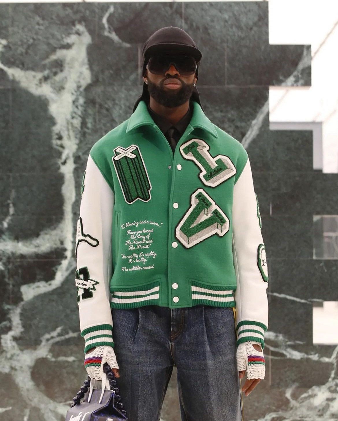 Louis Vuitton Louis Vuitton FW21 Green & White Varsity Jacket Size US M / EU 48-50 / 2 - 1 Thumbnail