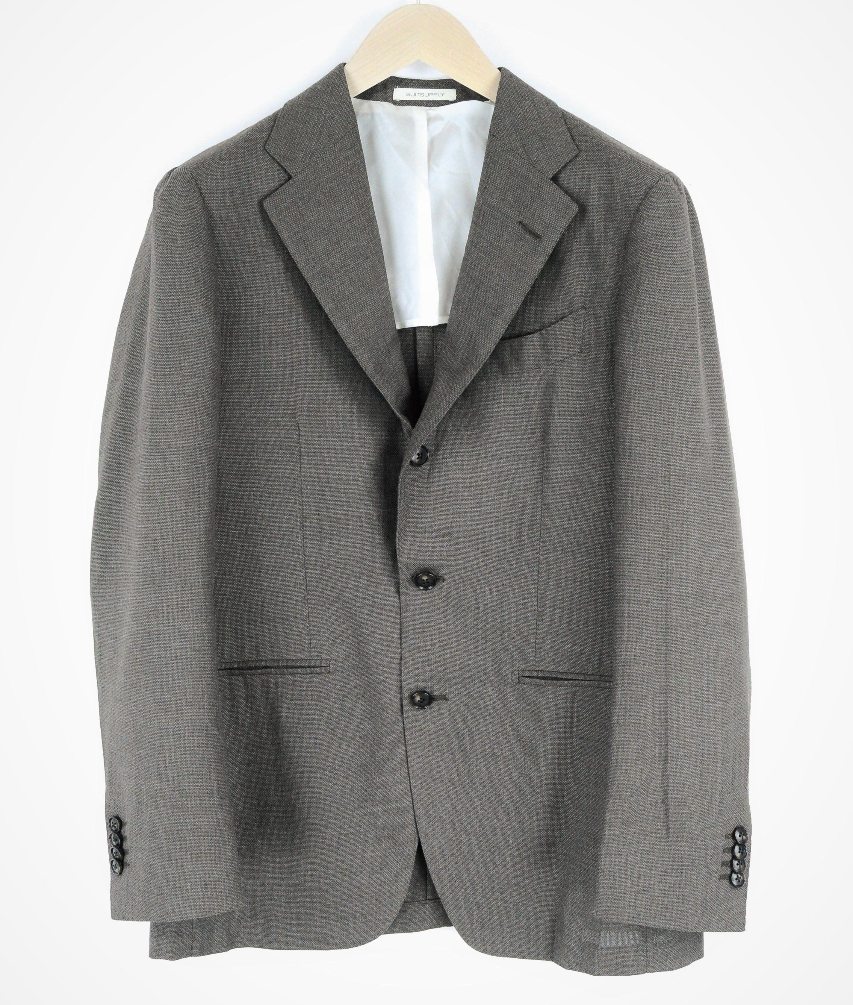 image of Suitsupply Havana Jetted Uk38R Greyish Brown Slim Wool 130's 54116, Men's