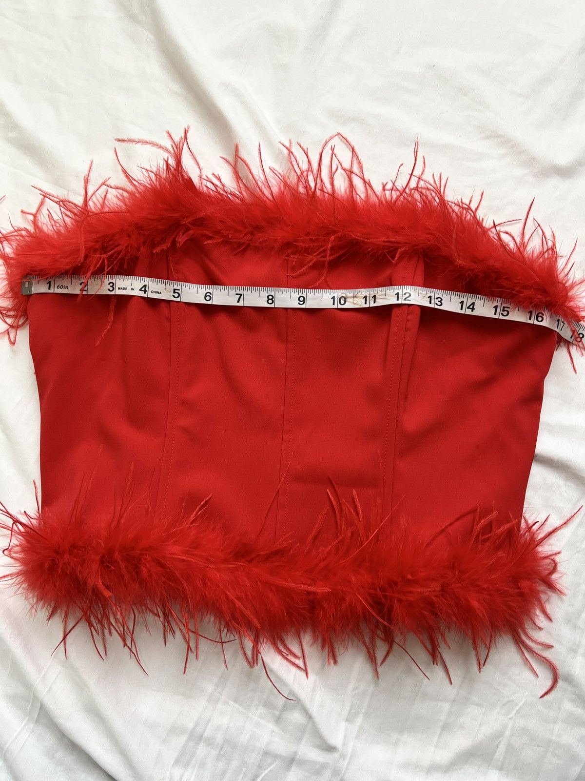 Fashion Nova Fashion Nova red top size L with feather trim Size L / US 10 / IT 46 - 8 Thumbnail