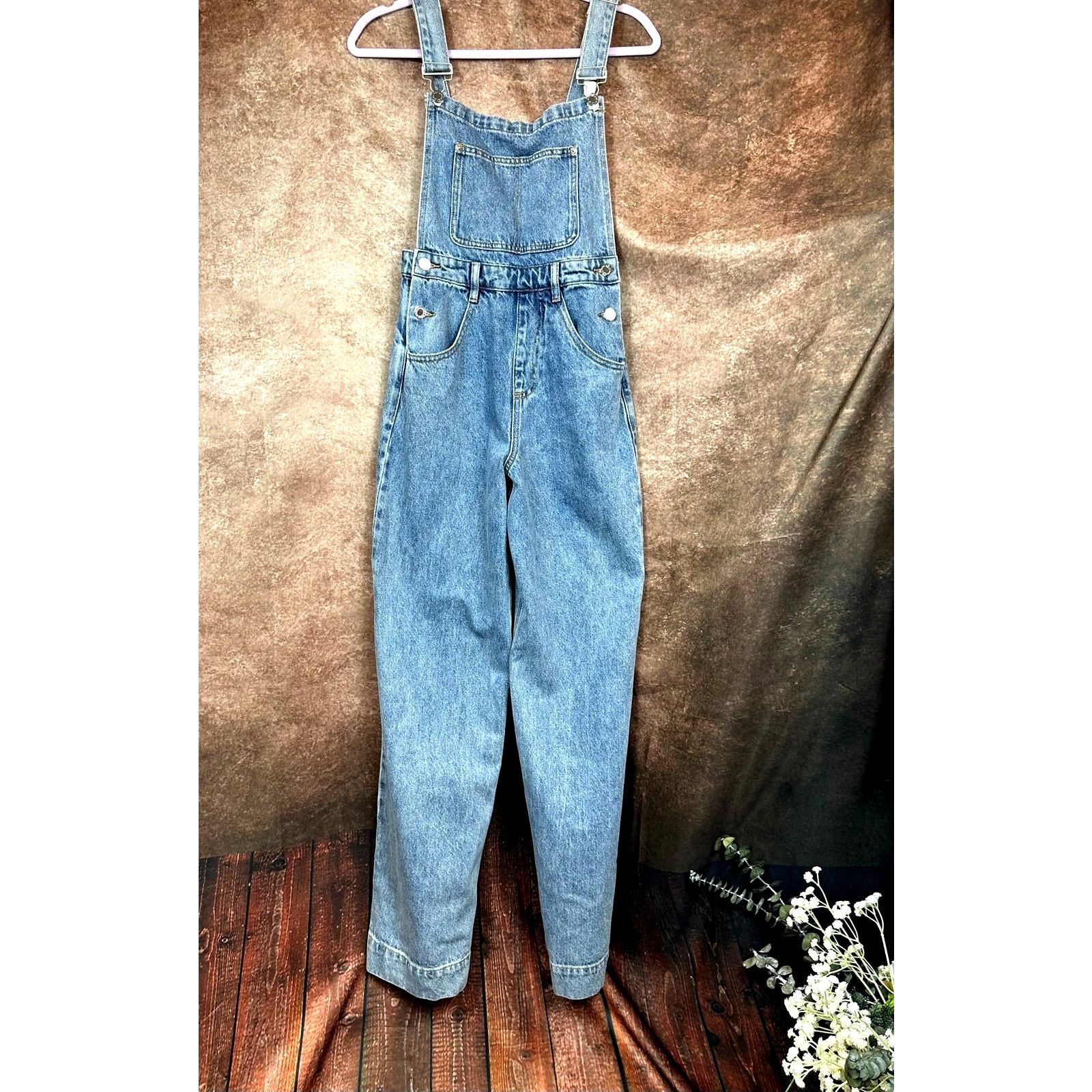 WeWoreWhat Jumper Wide Leg Denim We Wore What Bib Overalls size 26 Size 26" / US 2 / IT 38 - 9 Thumbnail