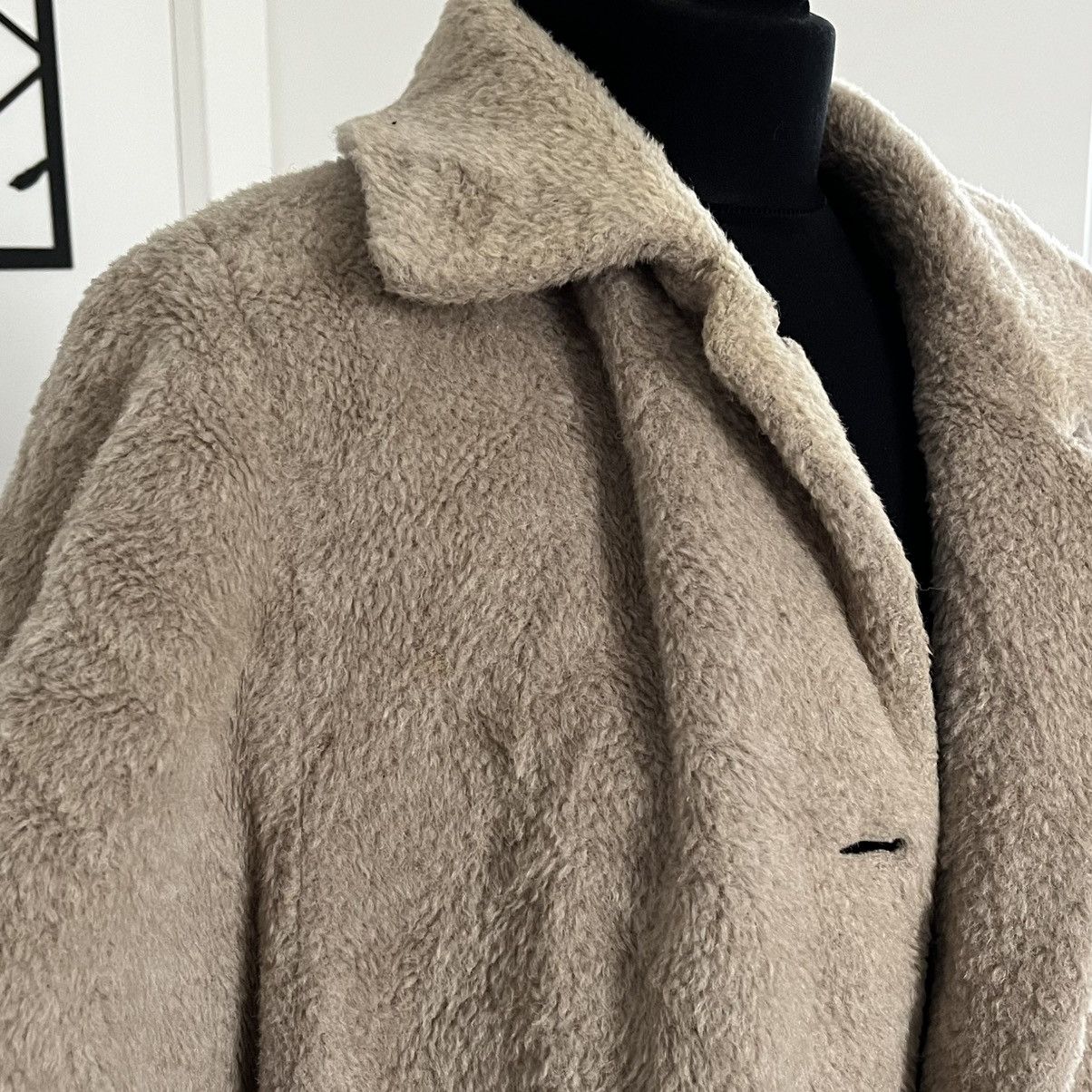 Superfine Beige woollen coat fur alpaca wool Size XL / US 12-14 / IT 48-50 - 5 Thumbnail