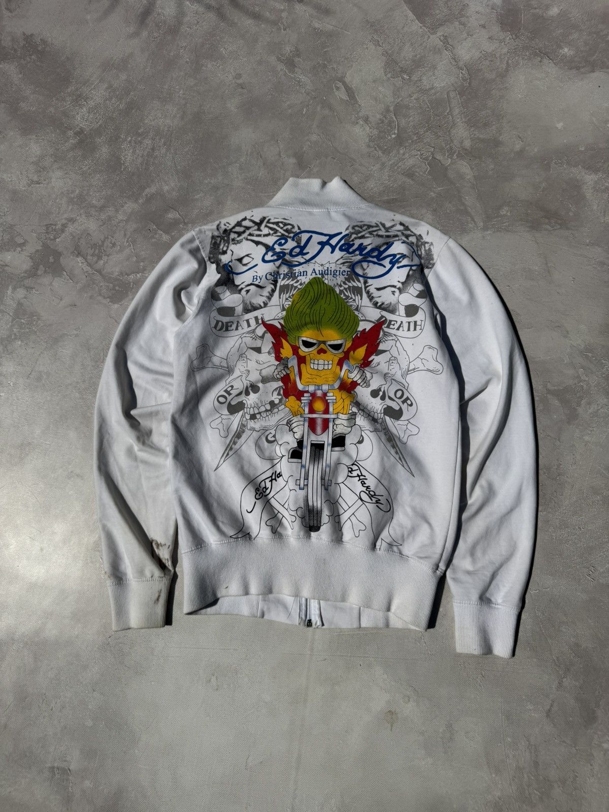 Ed Hardy Vintage Ed Hardy Biker Jesus Logo Distressed Zip Jacket Size M / US 6-8 / IT 42-44 - 1 Thumbnail