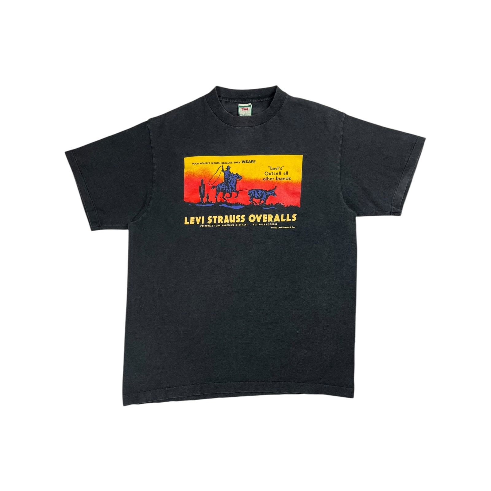 Levi's × Vintage 1992 Levi’s Levi Strauss Overalls Cowboy faded denim tee Size US L / EU 52-54 / 3 - 1 Thumbnail